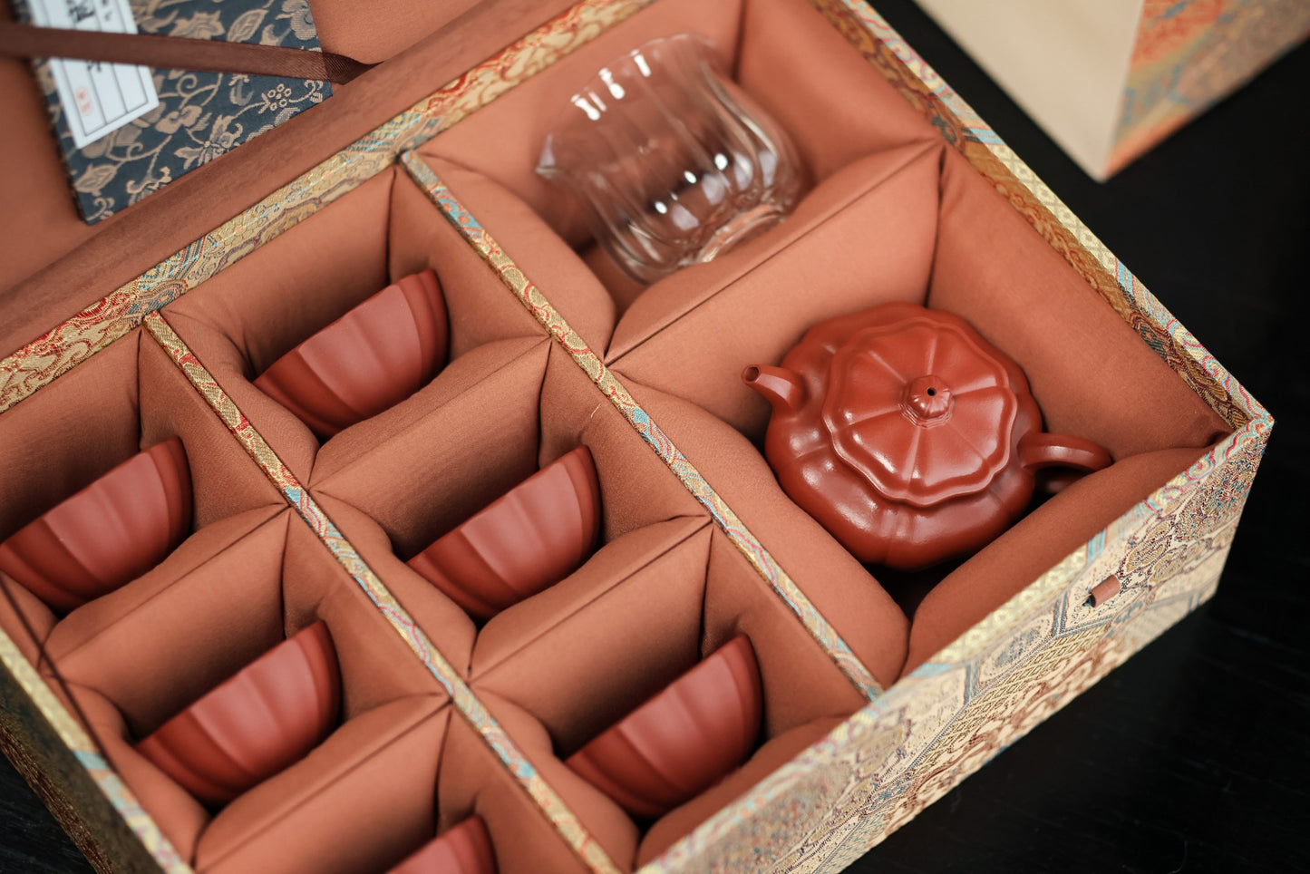 葵仿古礼盒套组【优质朱泥 全手工 筋纹器 民间实力派作品150cc 一壶六杯 】