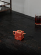 方柿子壶【精工手制·全手工·仿生器·100cc·降坡泥内胎粉浆 方器 手工刻绘刻绘】