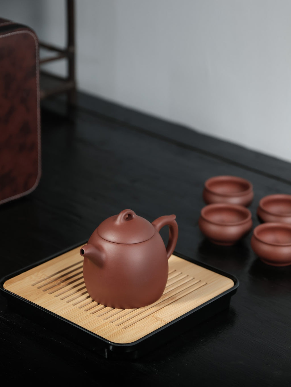秦权旅行套组【优质紫泥·传统手制·半手工·经典传统器·245cc民间实力派作品 一壶四杯带茶盘 】