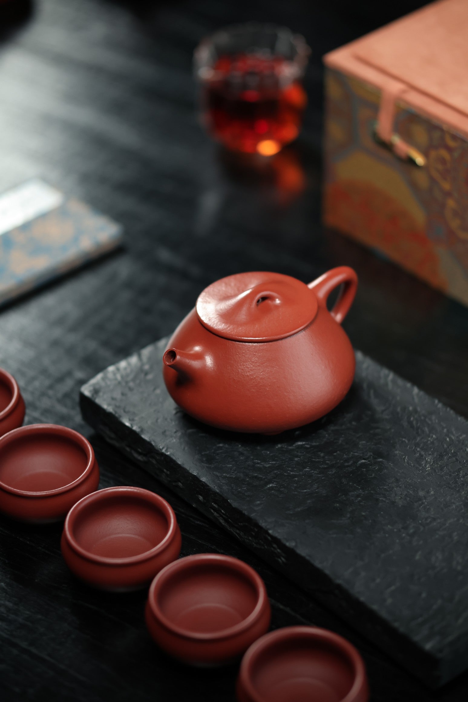 满瓢礼盒套组 | 【景州石瓢·全手工·手制·粗砂朱泥·颗粒感饱满·水色润泽·260cc】一壶六杯