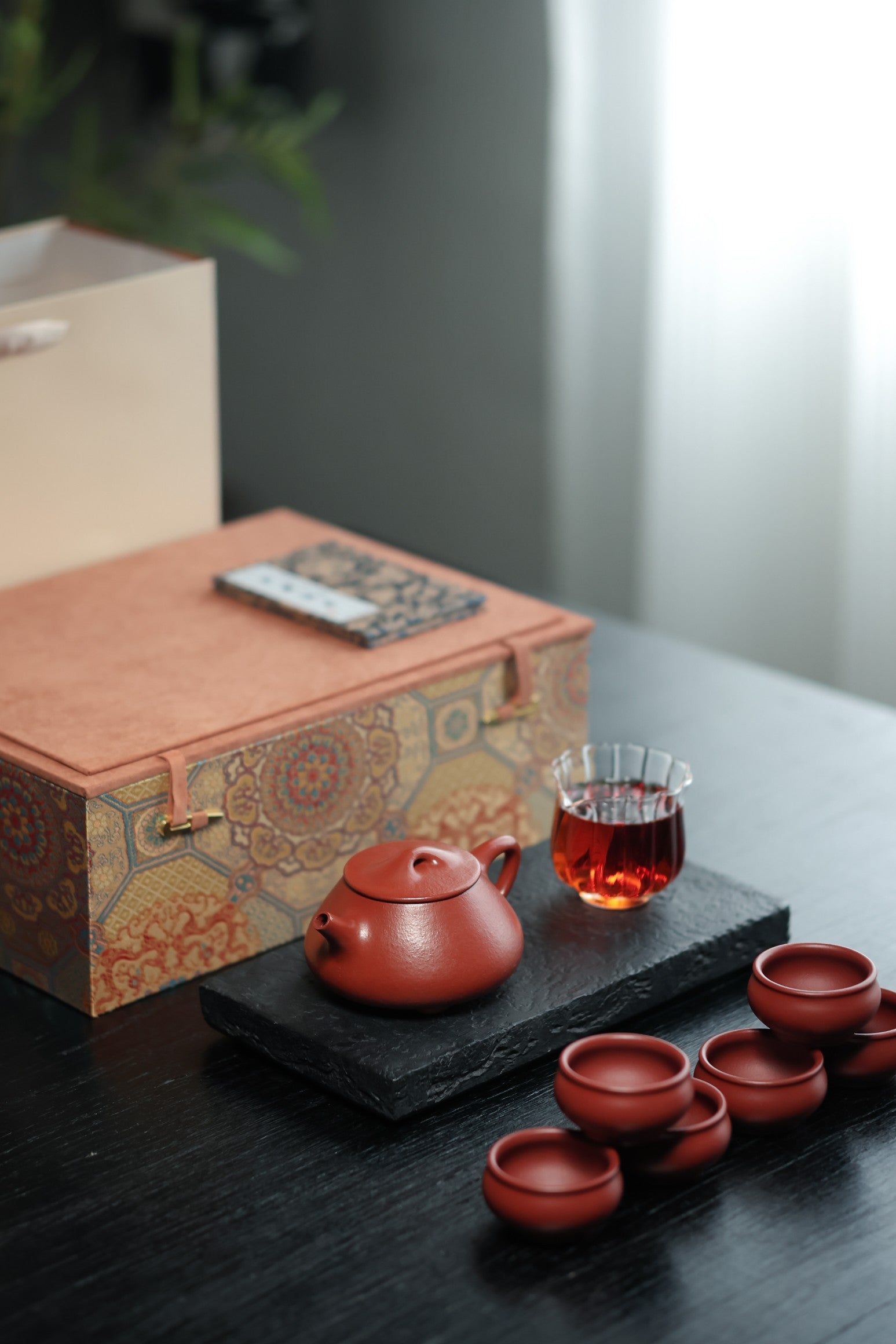 满瓢礼盒套组 | 【景州石瓢·全手工·手制·粗砂朱泥·颗粒感饱满·水色润泽·260cc】一壶六杯