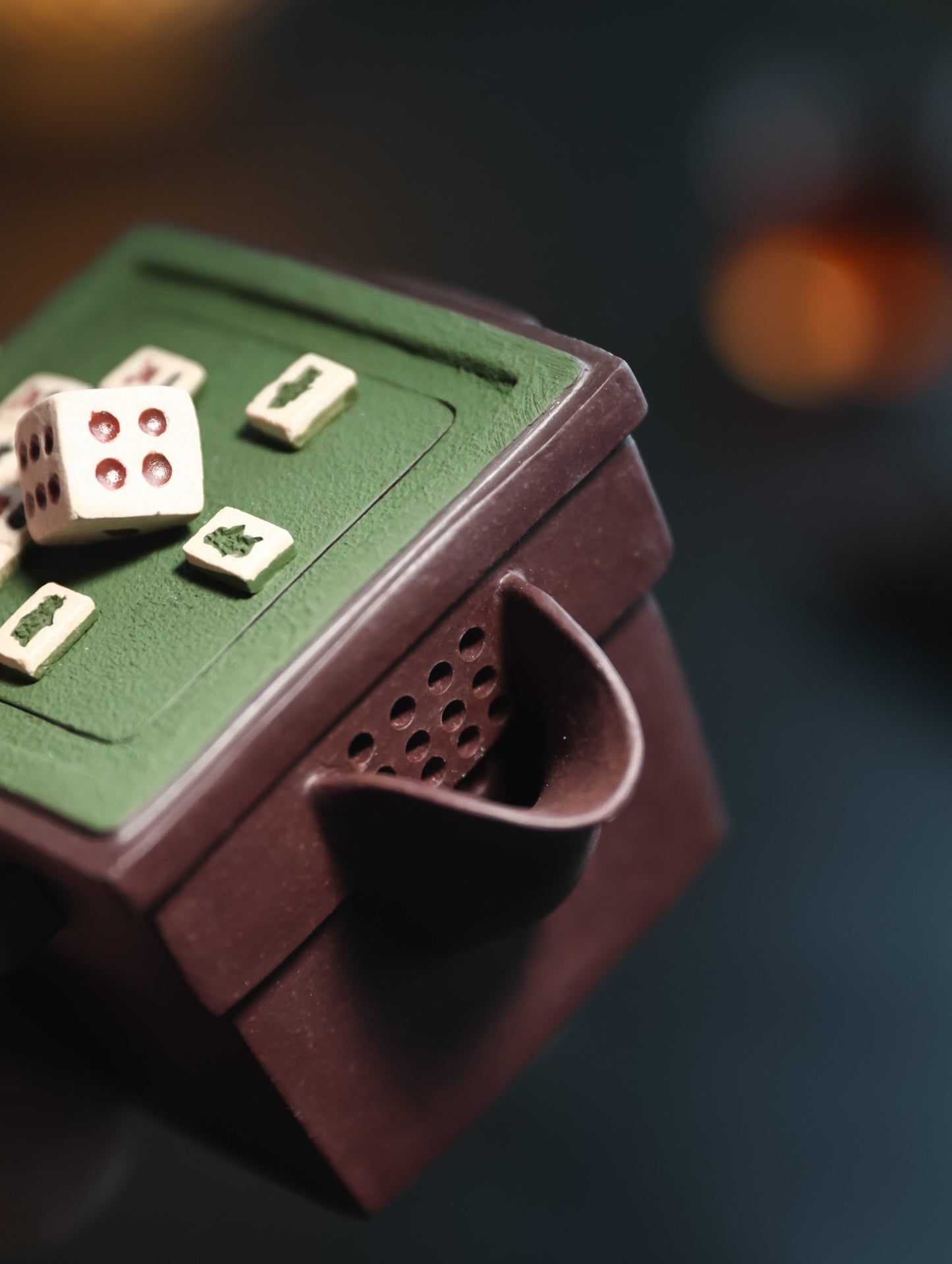 国粹麻将壶 | 【优质紫泥 180cc 粉浆 泥绘工艺 仿生器 手抓壶 一壶一杯套组】