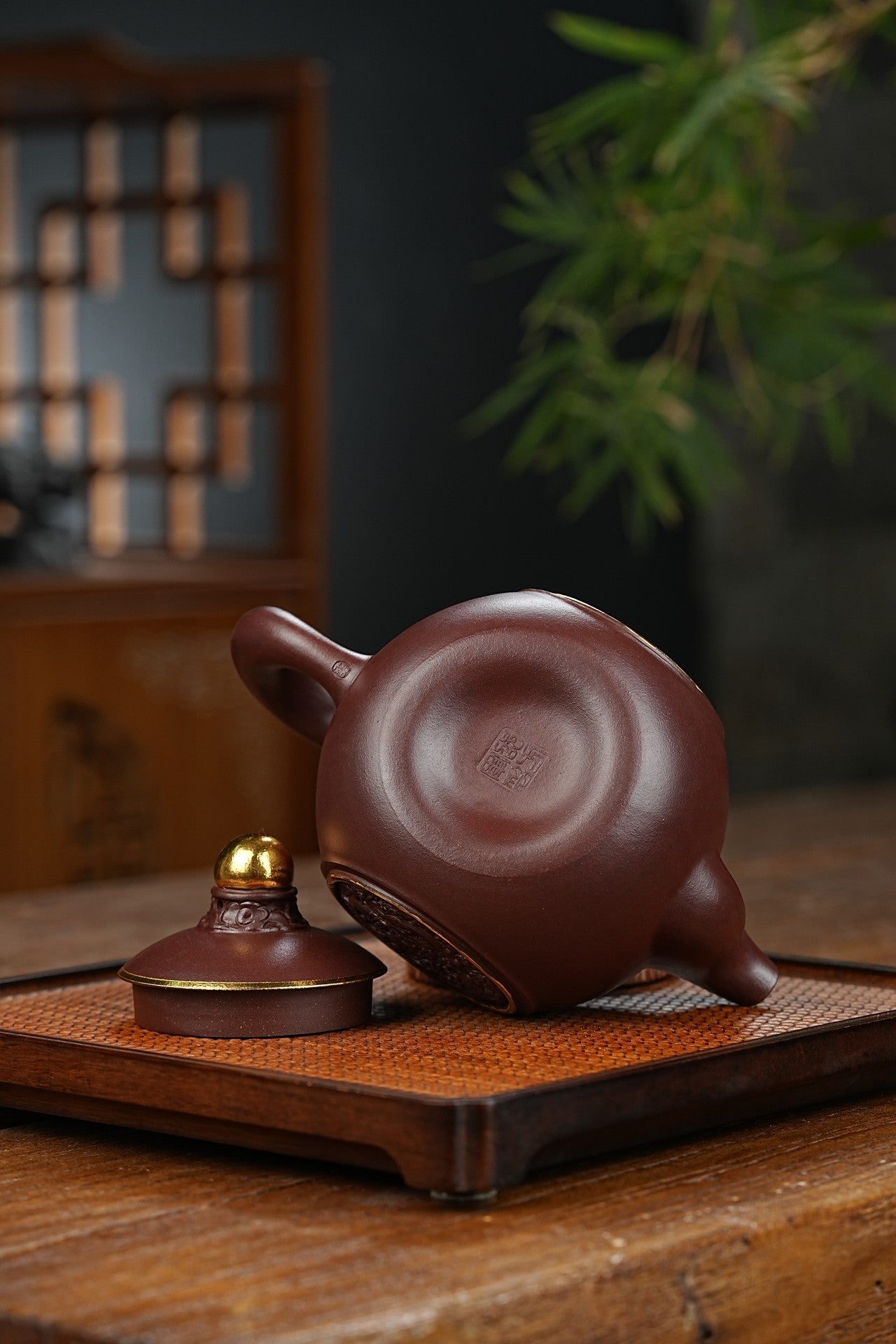 双工新品【龙凤呈祥套组】家藏茄皮紫 一壶两杯 一龙一凤600cc 全手工制作