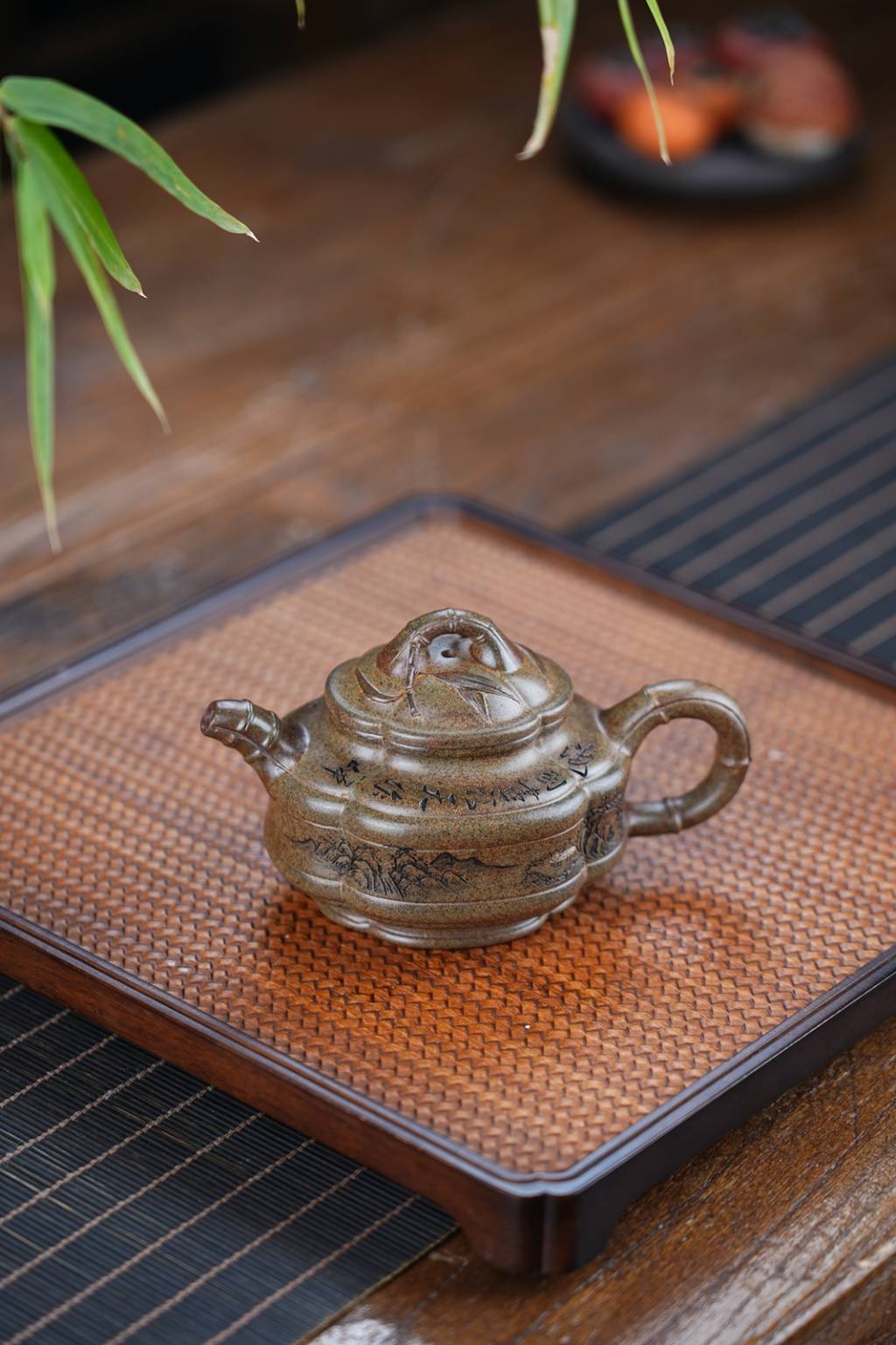 双工新品【腰圆竹鼓】原矿青段还原烧240cc邵方军（国家级工艺美术师）
