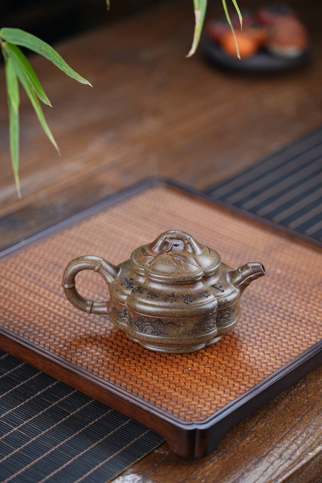 双工新品【腰圆竹鼓】原矿青段还原烧240cc邵方军（国家级工艺美术师）