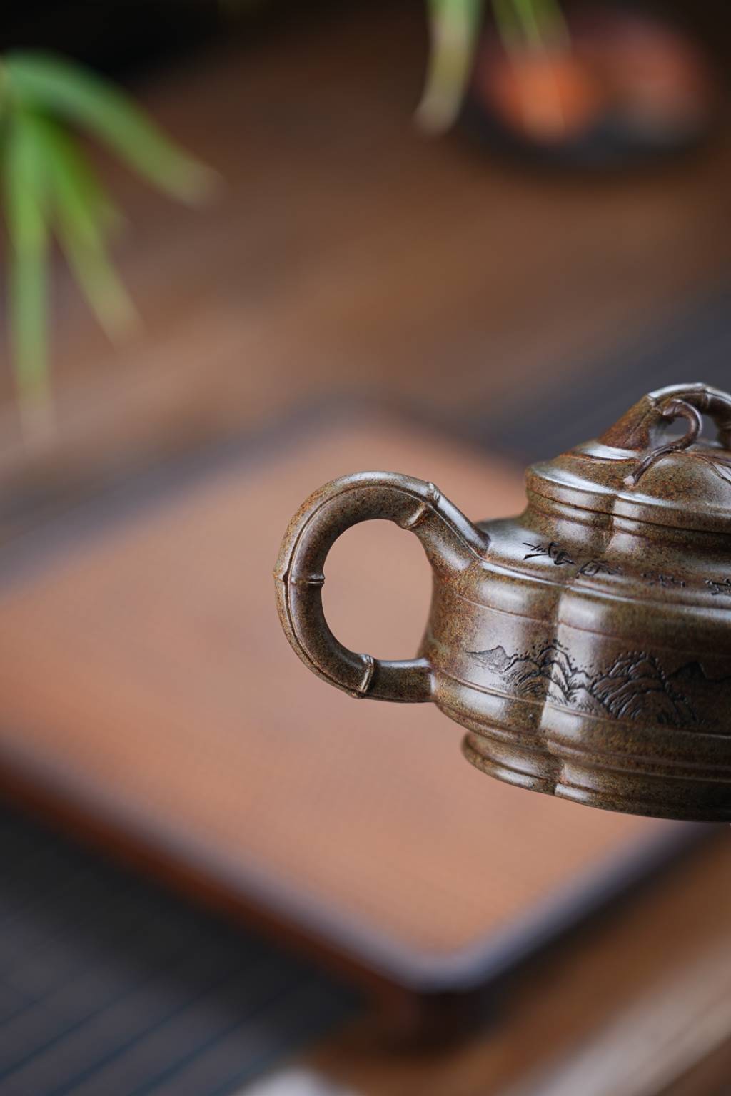 双工新品【腰圆竹鼓】原矿青段还原烧240cc邵方军（国家级工艺美术师）