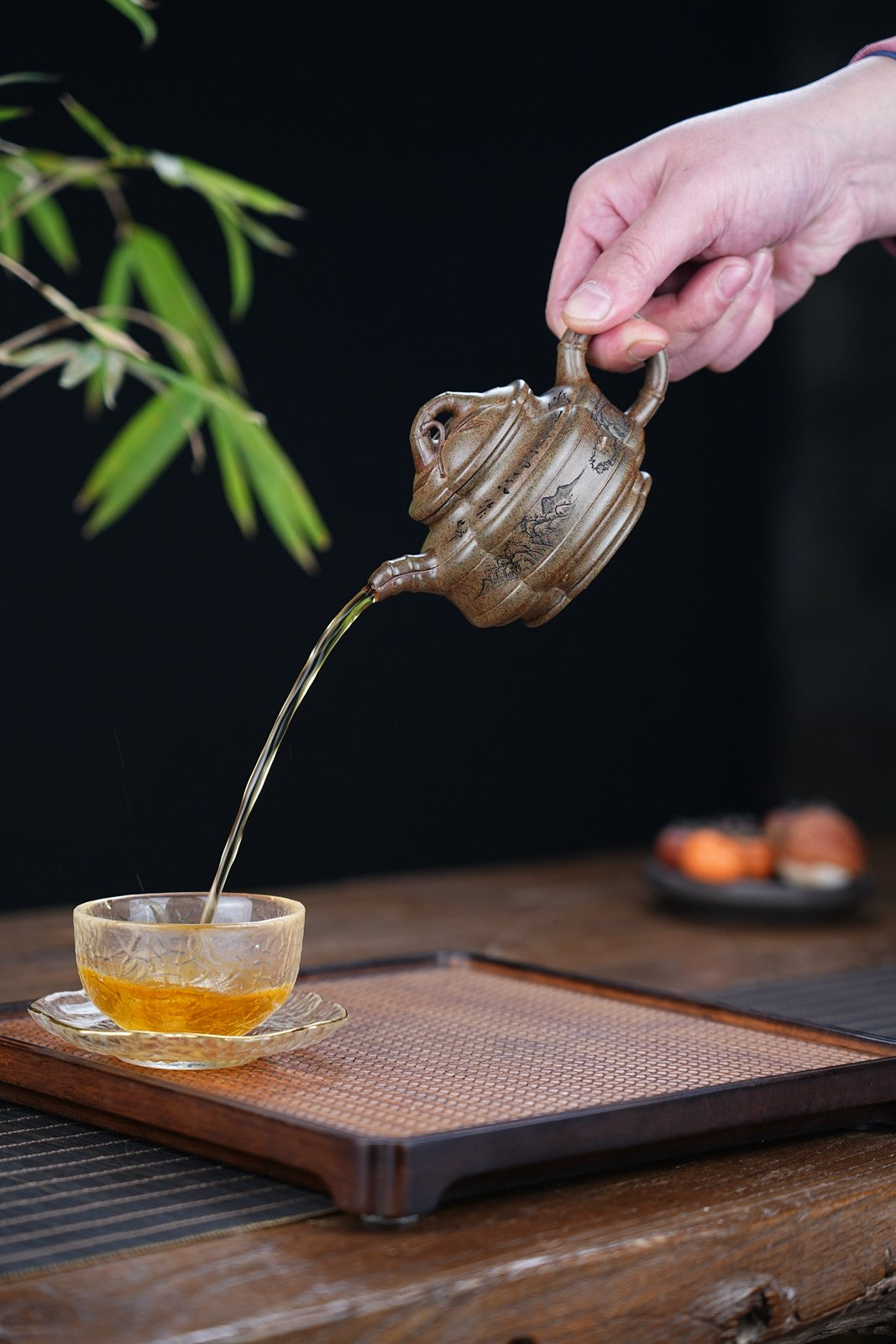 双工新品【腰圆竹鼓】原矿青段还原烧240cc邵方军（国家级工艺美术师）