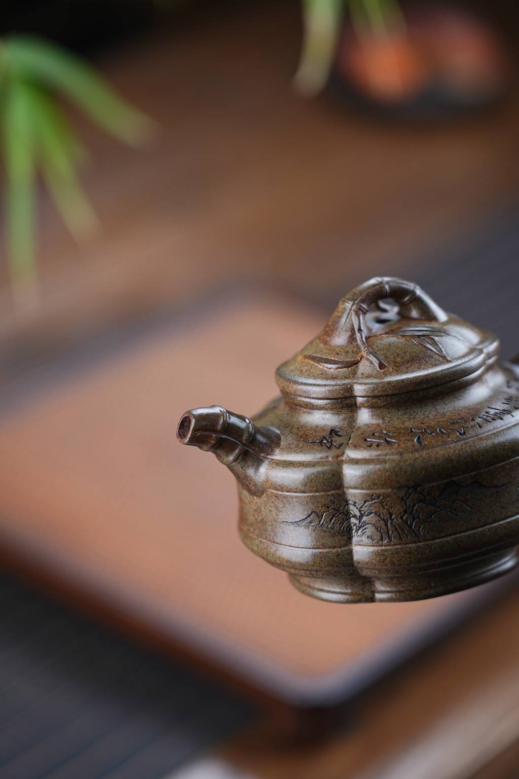 双工新品【腰圆竹鼓】原矿青段还原烧240cc邵方军（国家级工艺美术师）