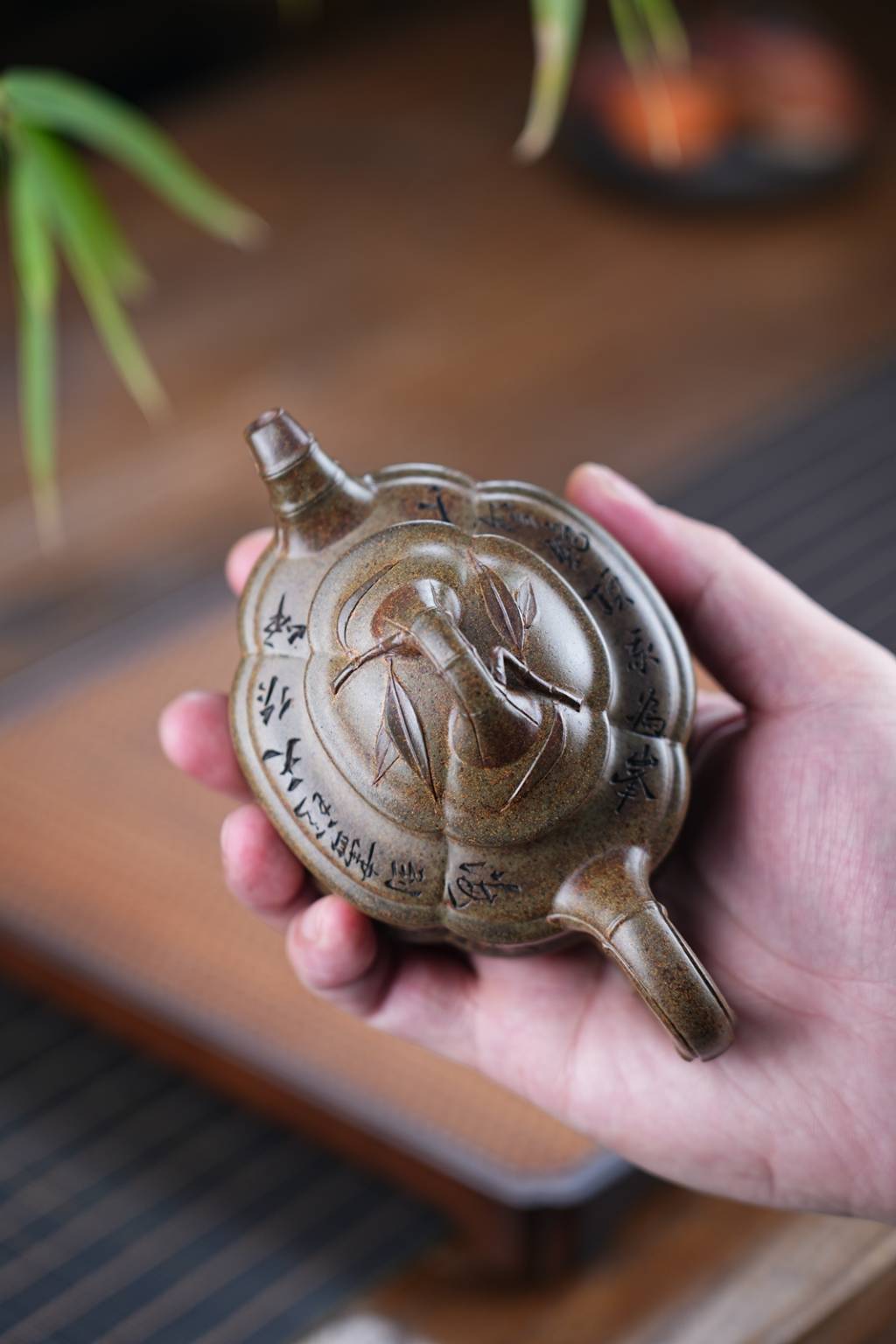 双工新品【腰圆竹鼓】原矿青段还原烧240cc邵方军（国家级工艺美术师）