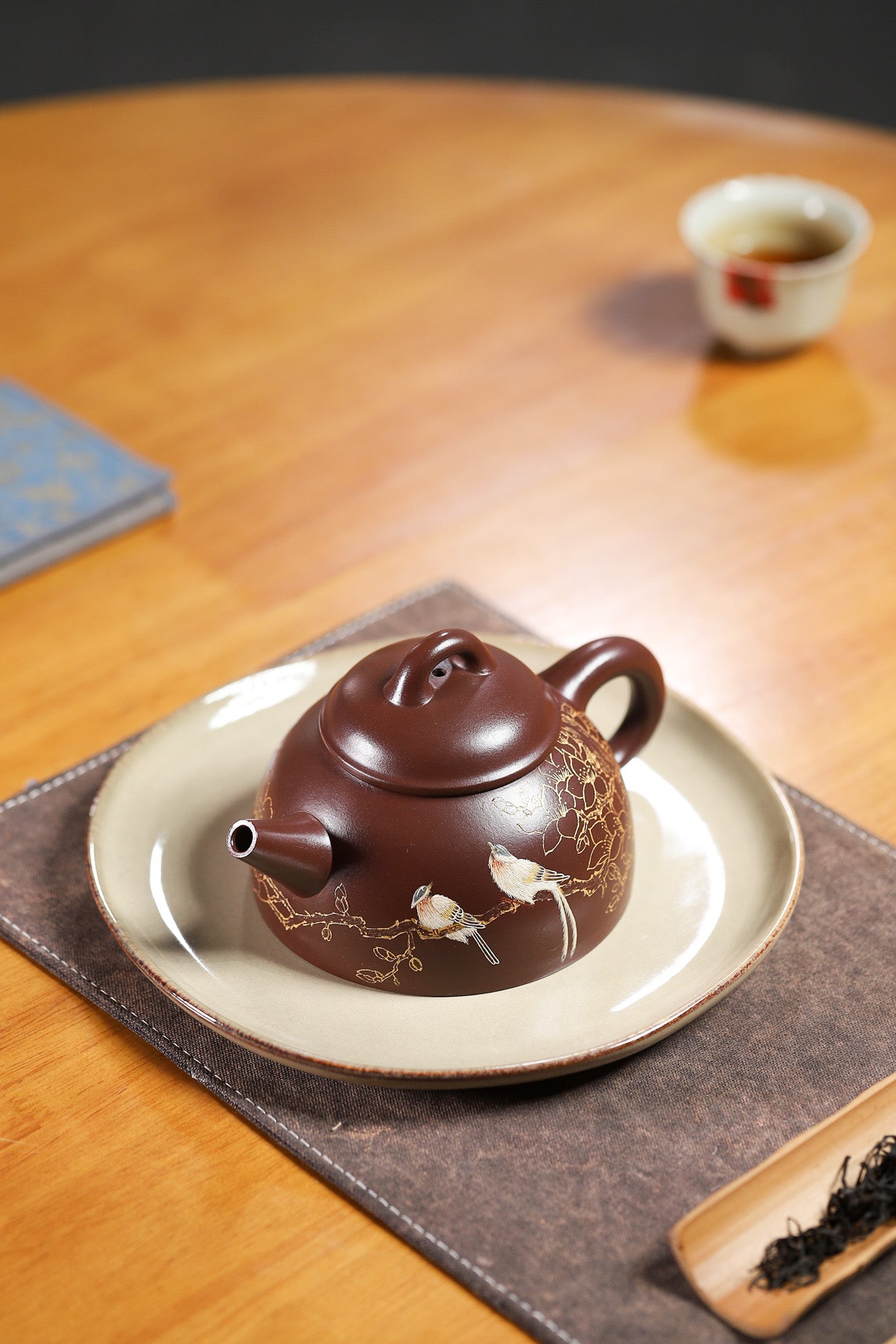 收藏重器：半瓢壶 原矿紫茄泥 320cc 李昌鸿 正高级工艺美术师 师承中国工艺美术大师——顾景舟