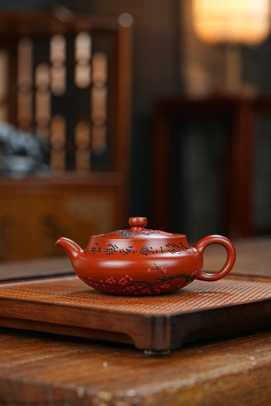 双工新品【扁腹】邵氏朱泥 170cc 邵方军（国家级工艺美术师）全手工制作