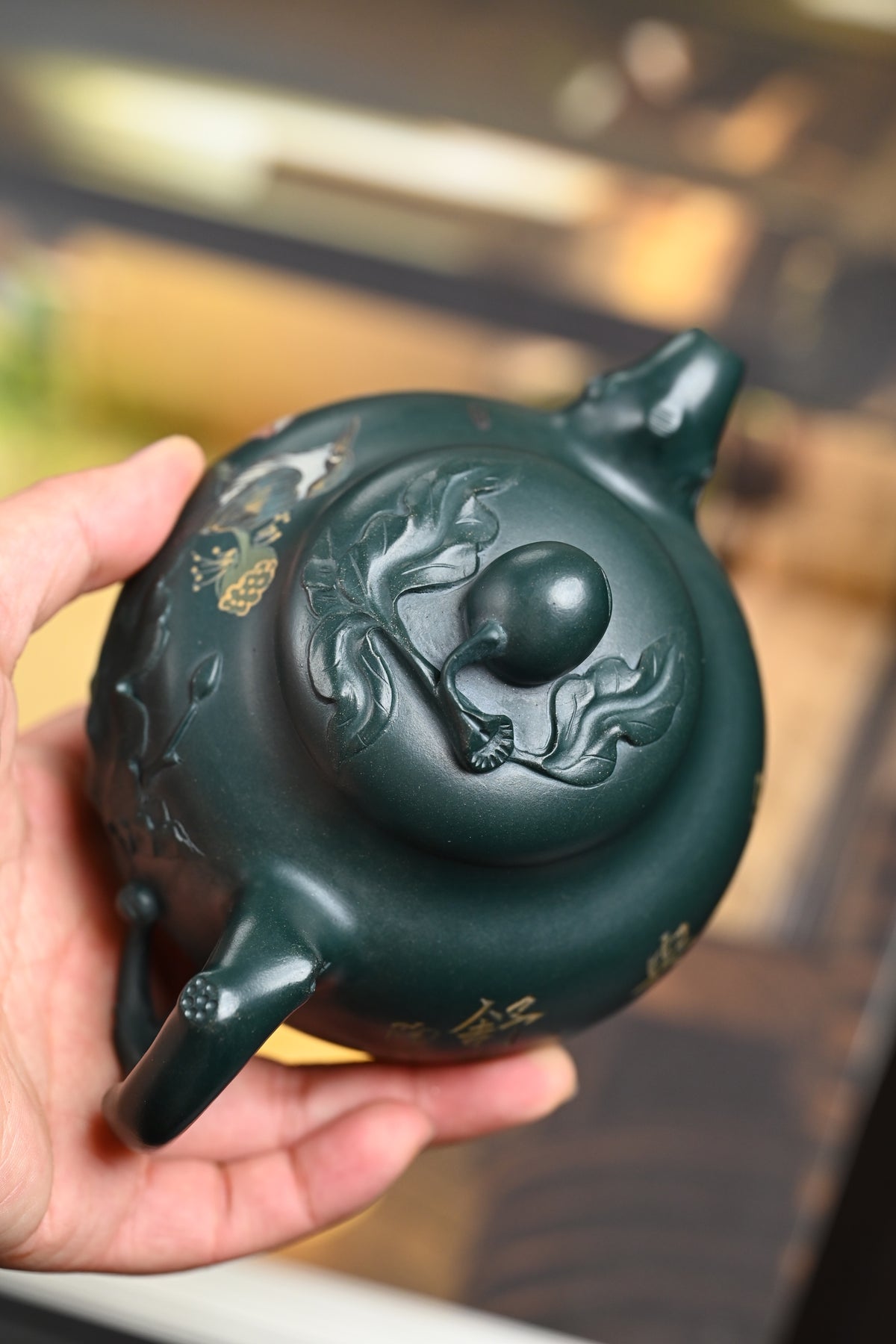 研高· 『祝福』 景舟绿泥·容量320cc·9孔出水·黄自英（研究员级高级工艺美术师） - ZishaTeapotChina