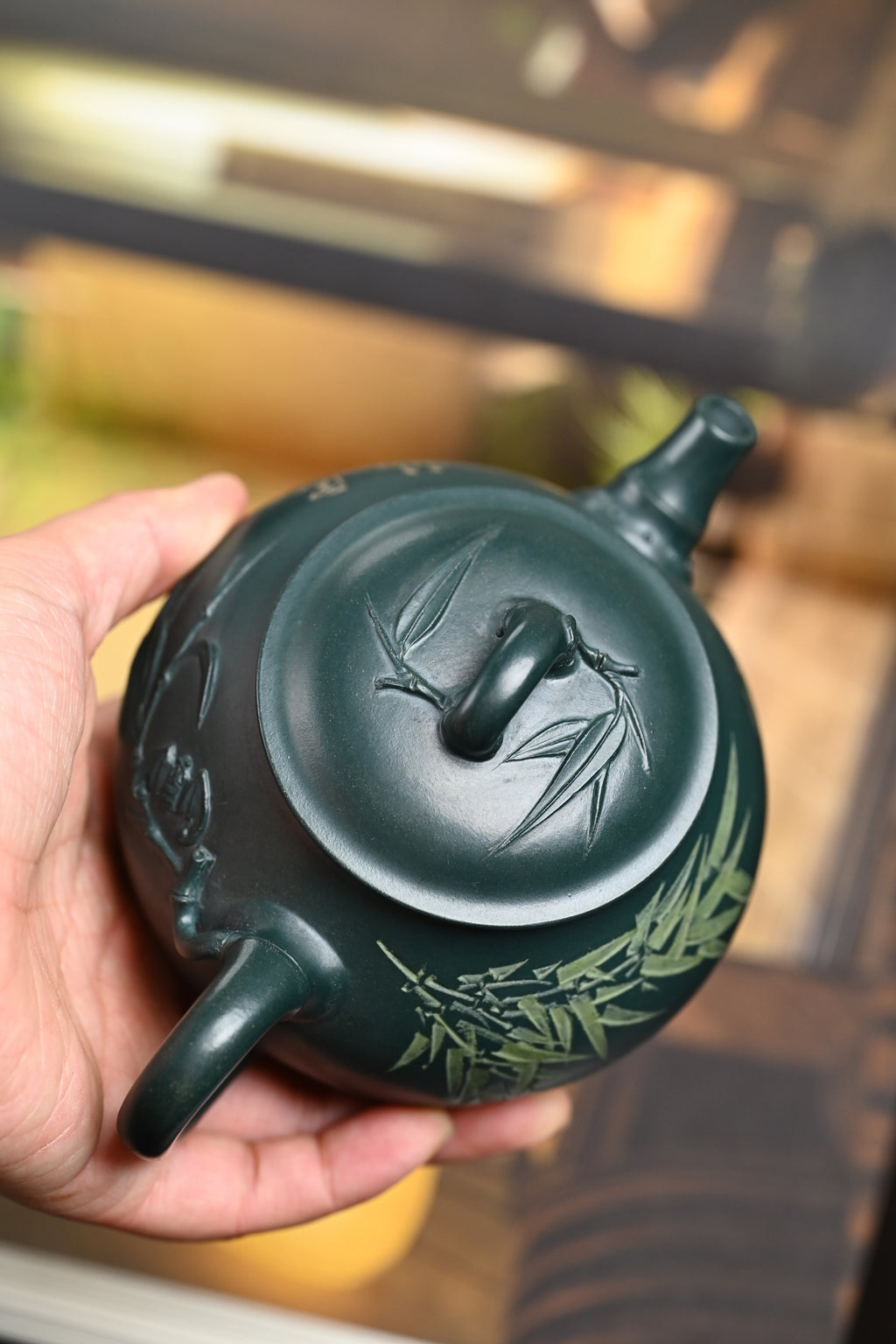 研高· 『祝福』 景舟绿泥·容量320cc·9孔出水·黄自英（研究员级高级工艺美术师）