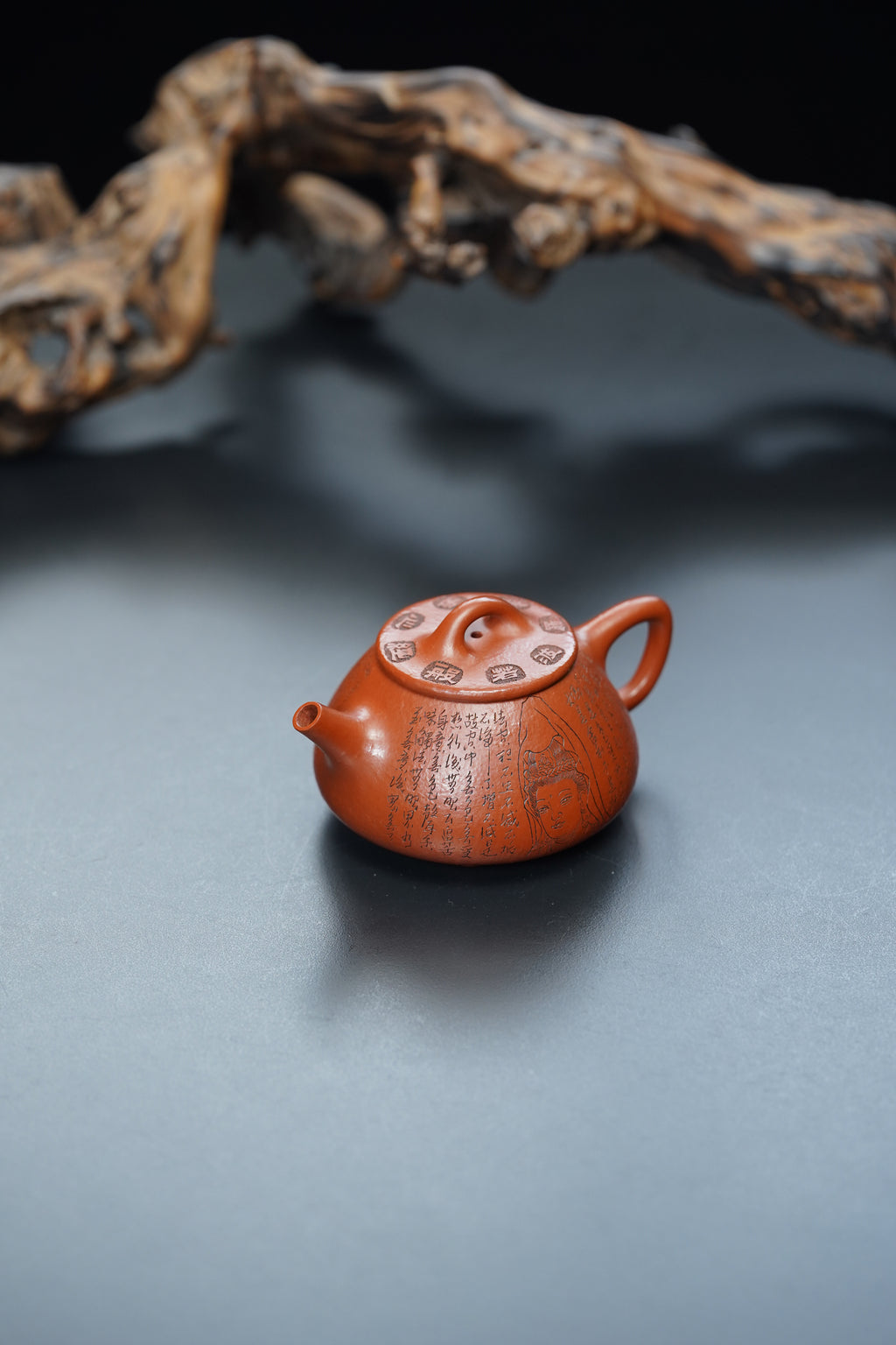 【结缘重器】中国紫砂界心经巨匠·郑求标恭刻· 双心经《平盖石瓢壶》