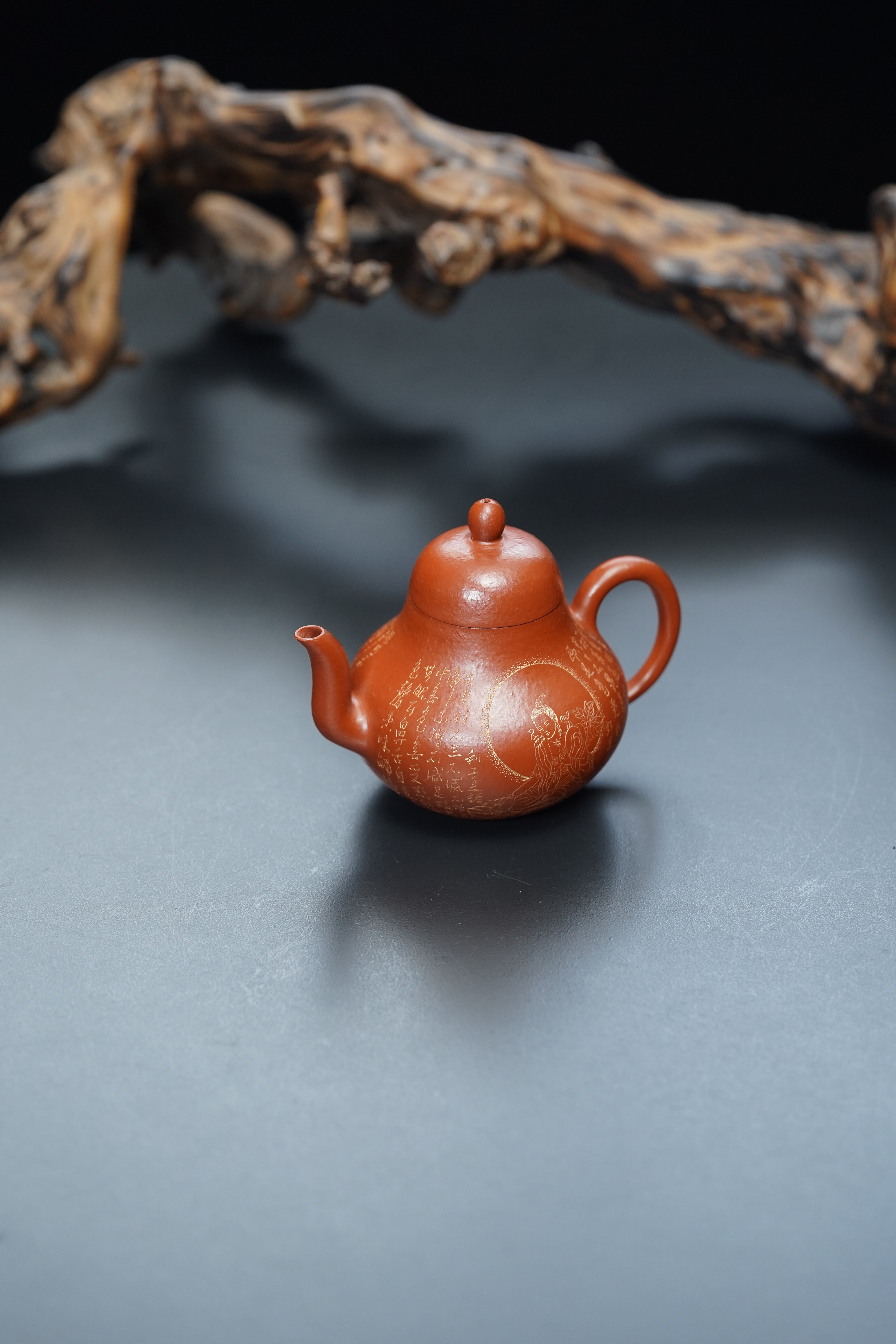 【结缘重器】中国紫砂界心经巨匠·郑求标恭刻·双心经《思婷壶》原矿极品粗砂朱泥·160cc&nbsp;