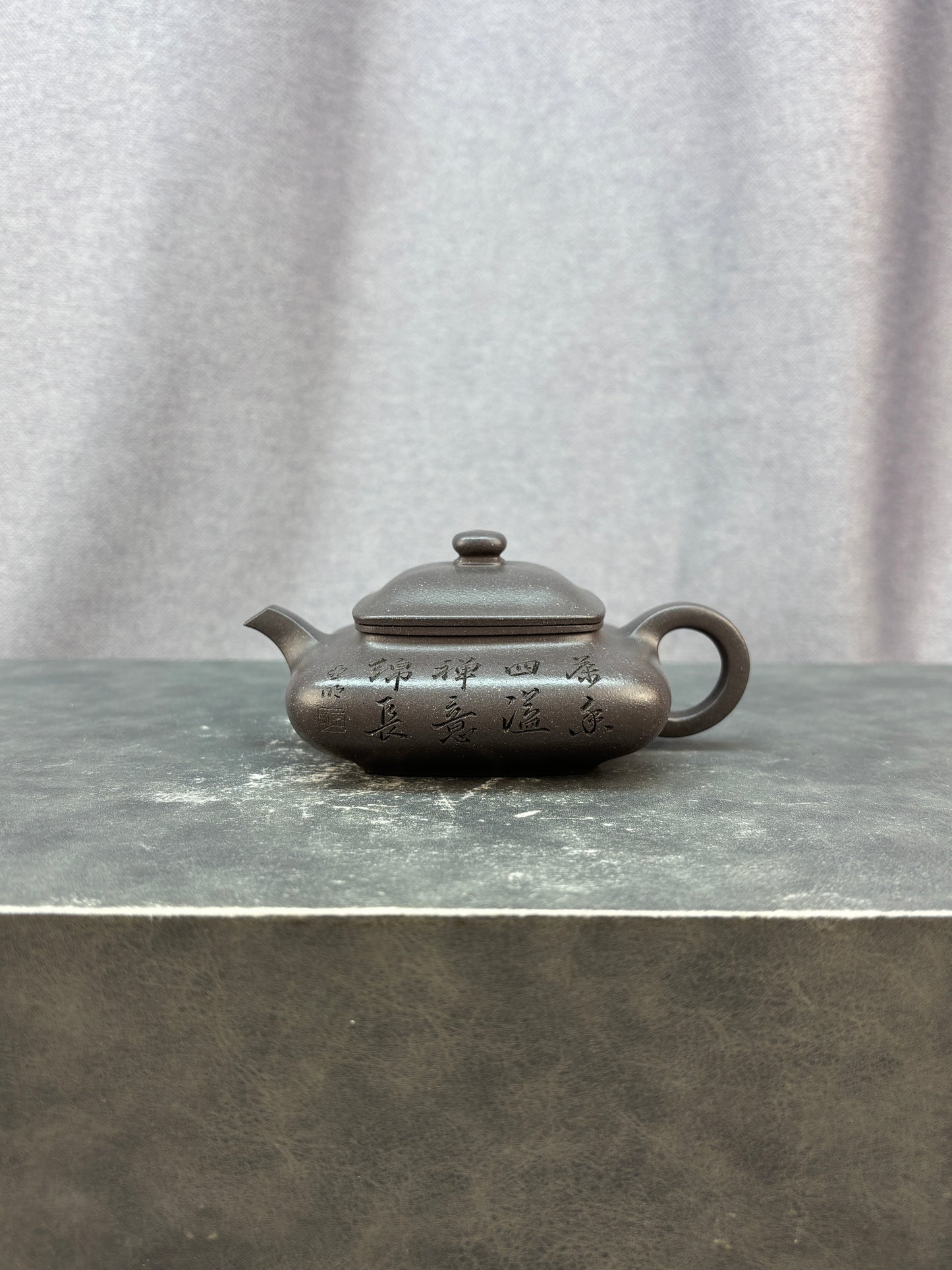 程辉大师紫砂界的功勋级领军人物·精品佳作《四方虚扁》原矿乾隆青灰段·150cc 小品