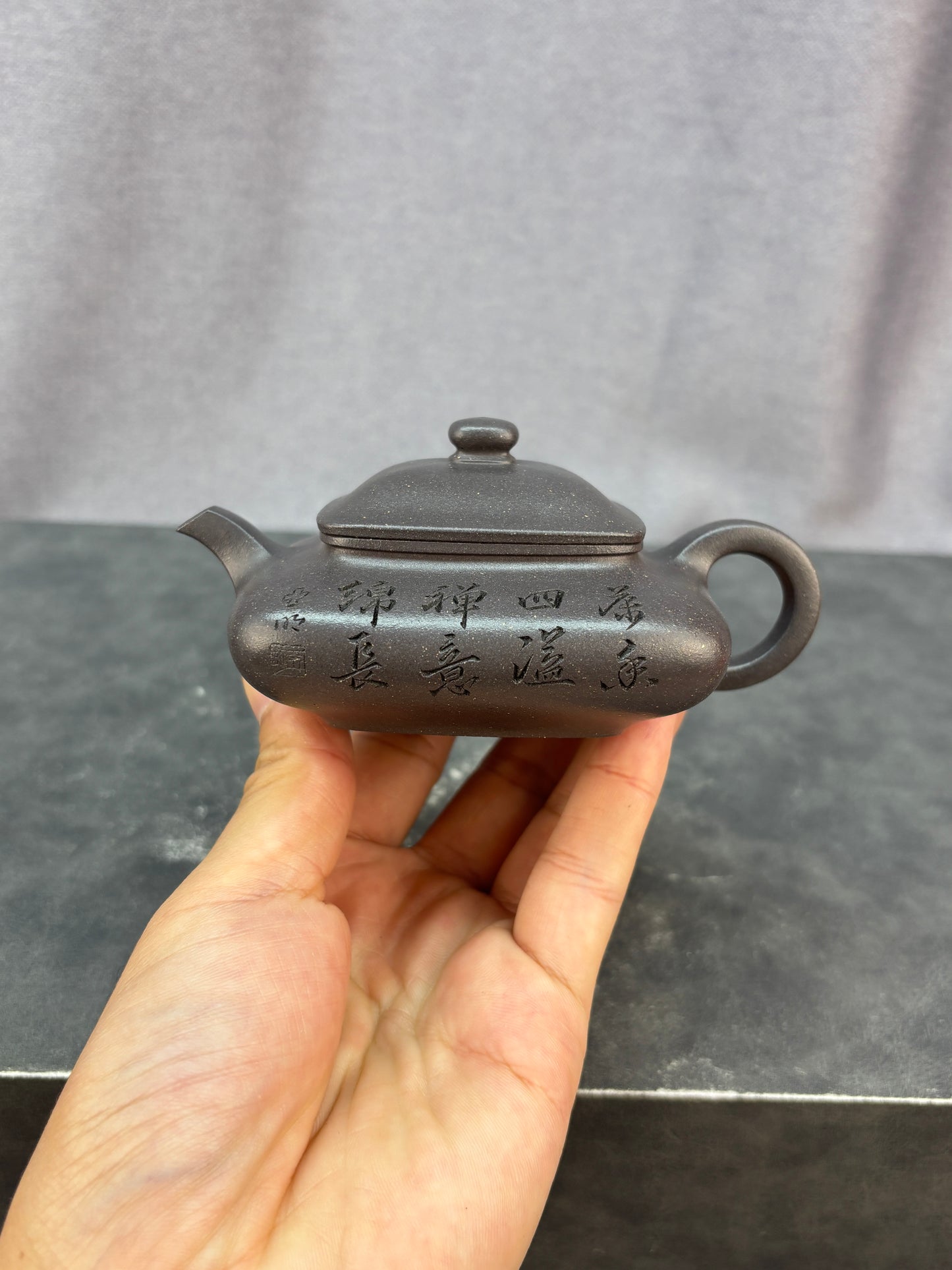 程辉大师紫砂界的功勋级领军人物·精品佳作《四方虚扁》原矿乾隆青灰段·150cc 小品