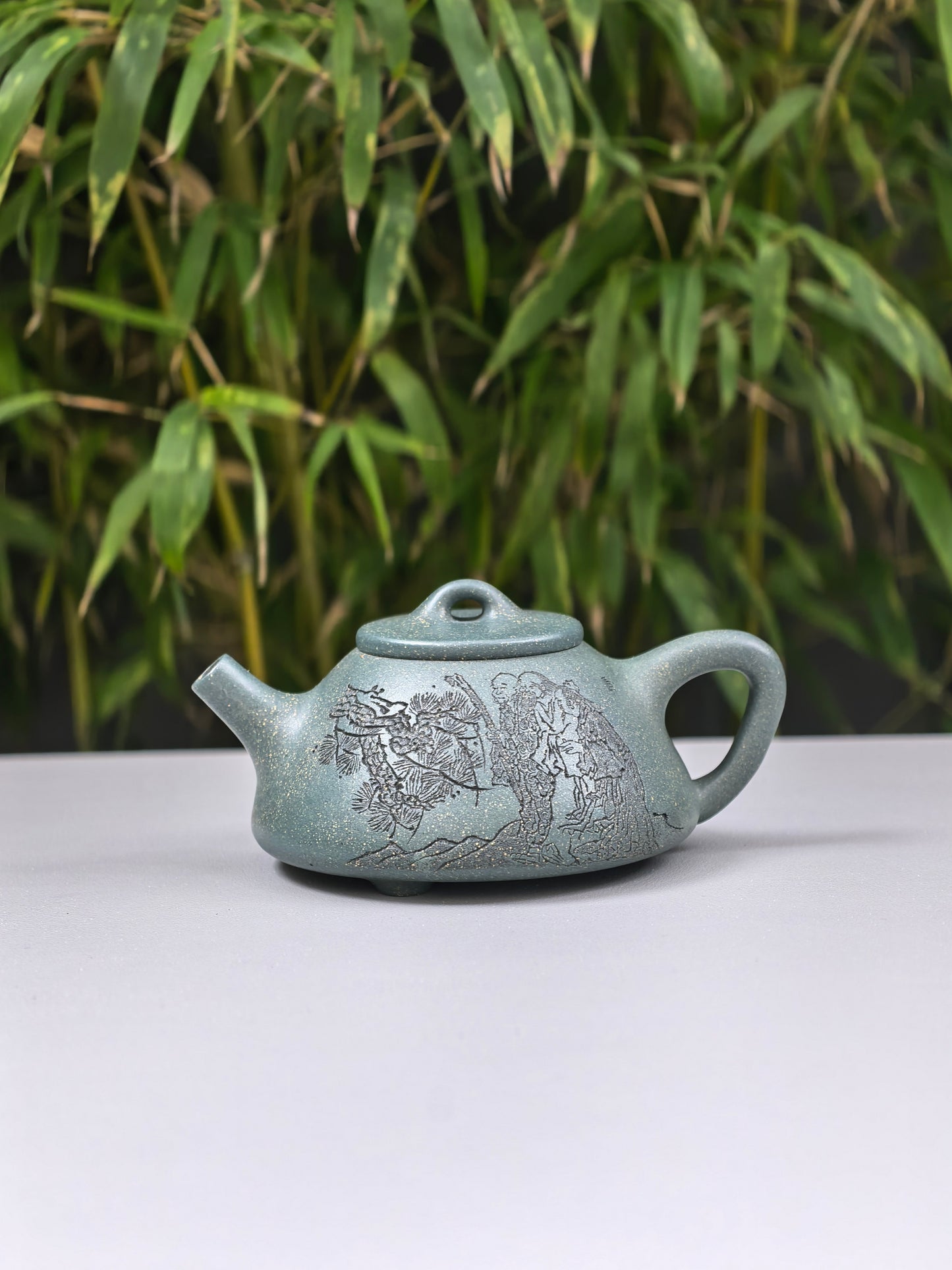 李昌鸿福利🧧紫砂泰斗传承·双国大师匠心之作【子冶石瓢壶】家藏景舟雪华绿泥 175cc