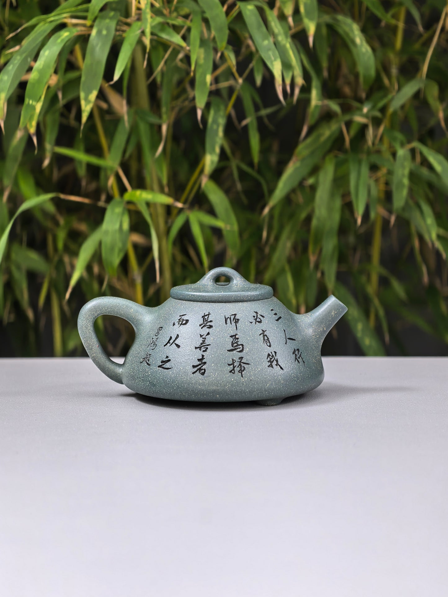 李昌鸿福利🧧紫砂泰斗传承·双国大师匠心之作【子冶石瓢壶】家藏景舟雪华绿泥 175cc