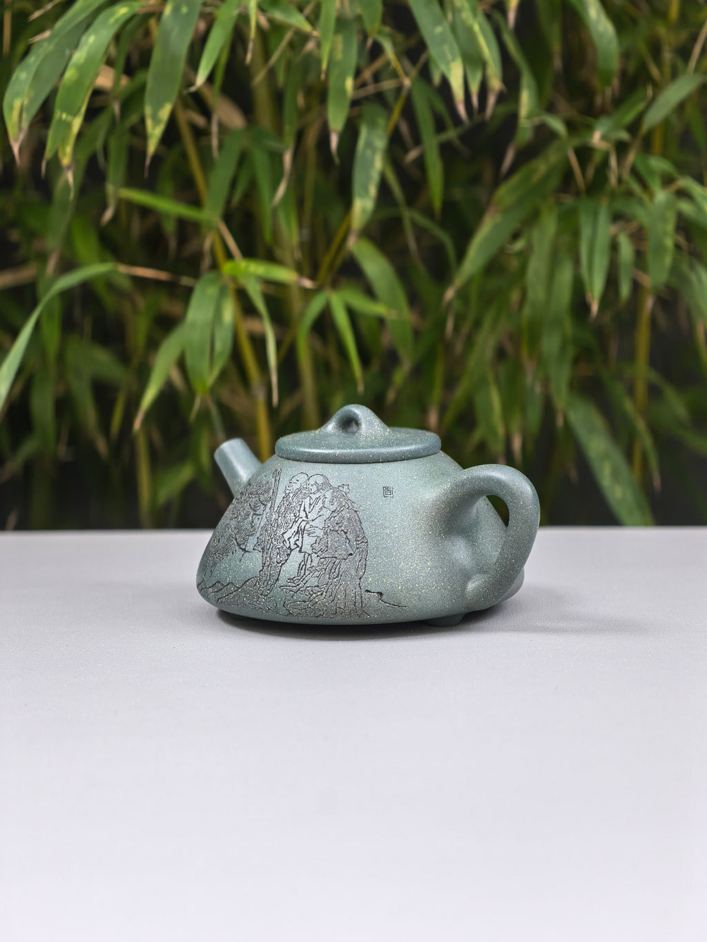 李昌鸿福利🧧紫砂泰斗传承·双国大师匠心之作【子冶石瓢壶】家藏景舟雪华绿泥 175cc