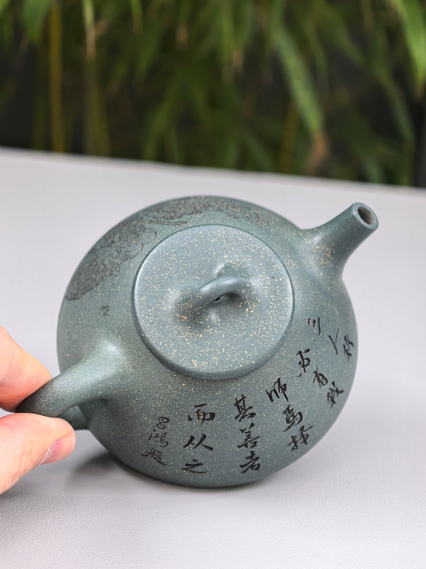 李昌鸿福利🧧紫砂泰斗传承·双国大师匠心之作【子冶石瓢壶】家藏景舟雪华绿泥 175cc