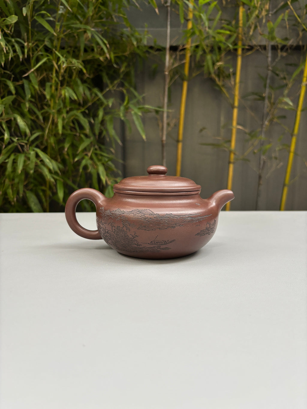陈宏林大师重器鉴藏·紫砂界山水刻绘第一人·陈宏林精刻【仿古】原矿极品老紫泥 430cc