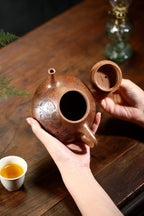 范泽锋高徒·省大师邱爽紫砂潜力重器【子冶石瓢壶】原矿优质龙骨金砂· 420cc