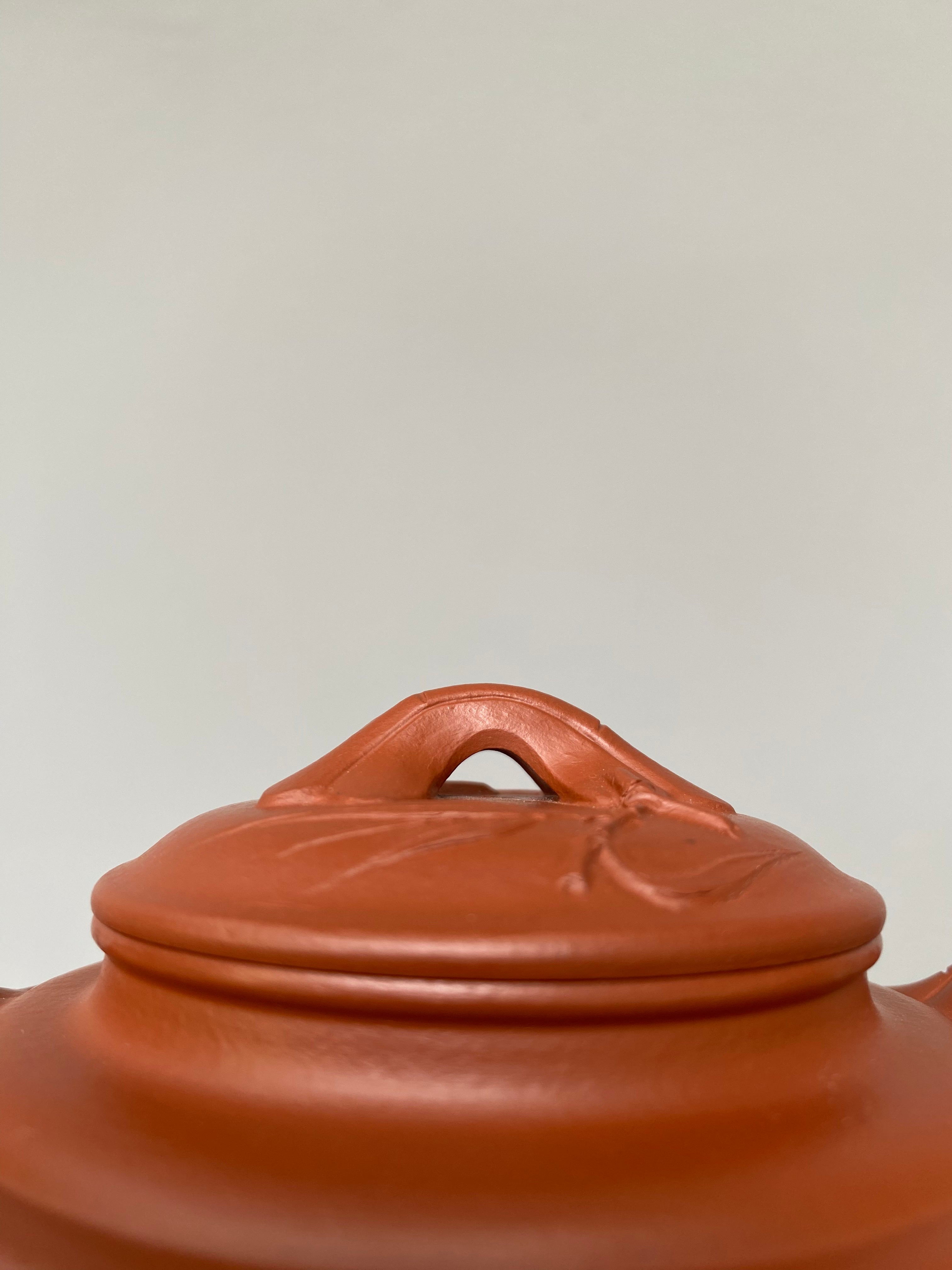 范泽锋高徒·省大师邱爽紫砂潜力重器【如意竹鼓壶】原矿稀有大红袍· 220cc