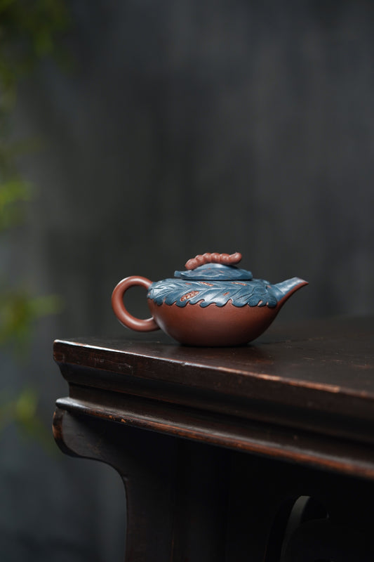 蒋艺华大师·重器传承·紫砂七老花器泰斗蒋蓉唯一传人佳作【蚕宝宝壶】原矿极品底槽清粉浆·260cc