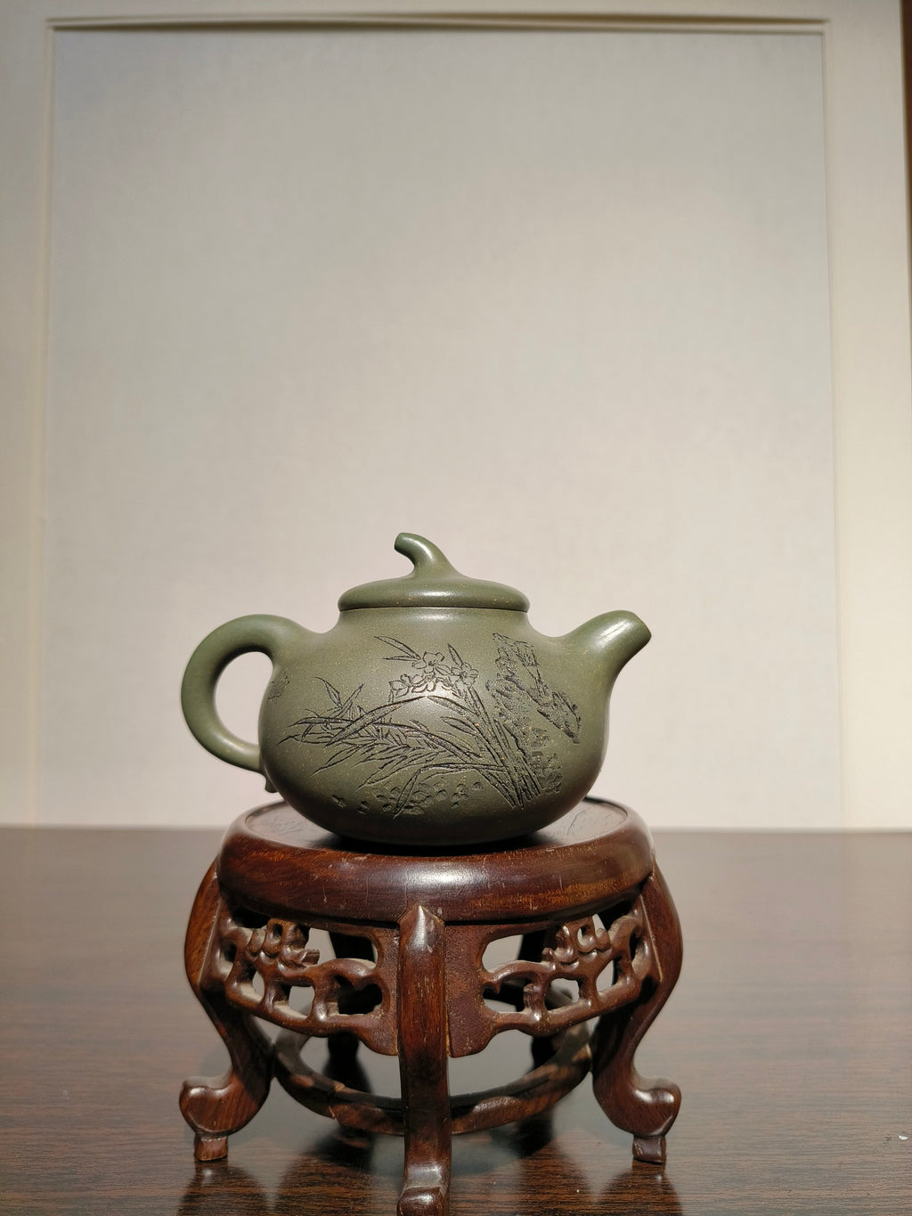 国大师·顾绍培➕省大师·储立之联袂合作限量款【茄段壶】原矿极品雪华绿泥· 320cc