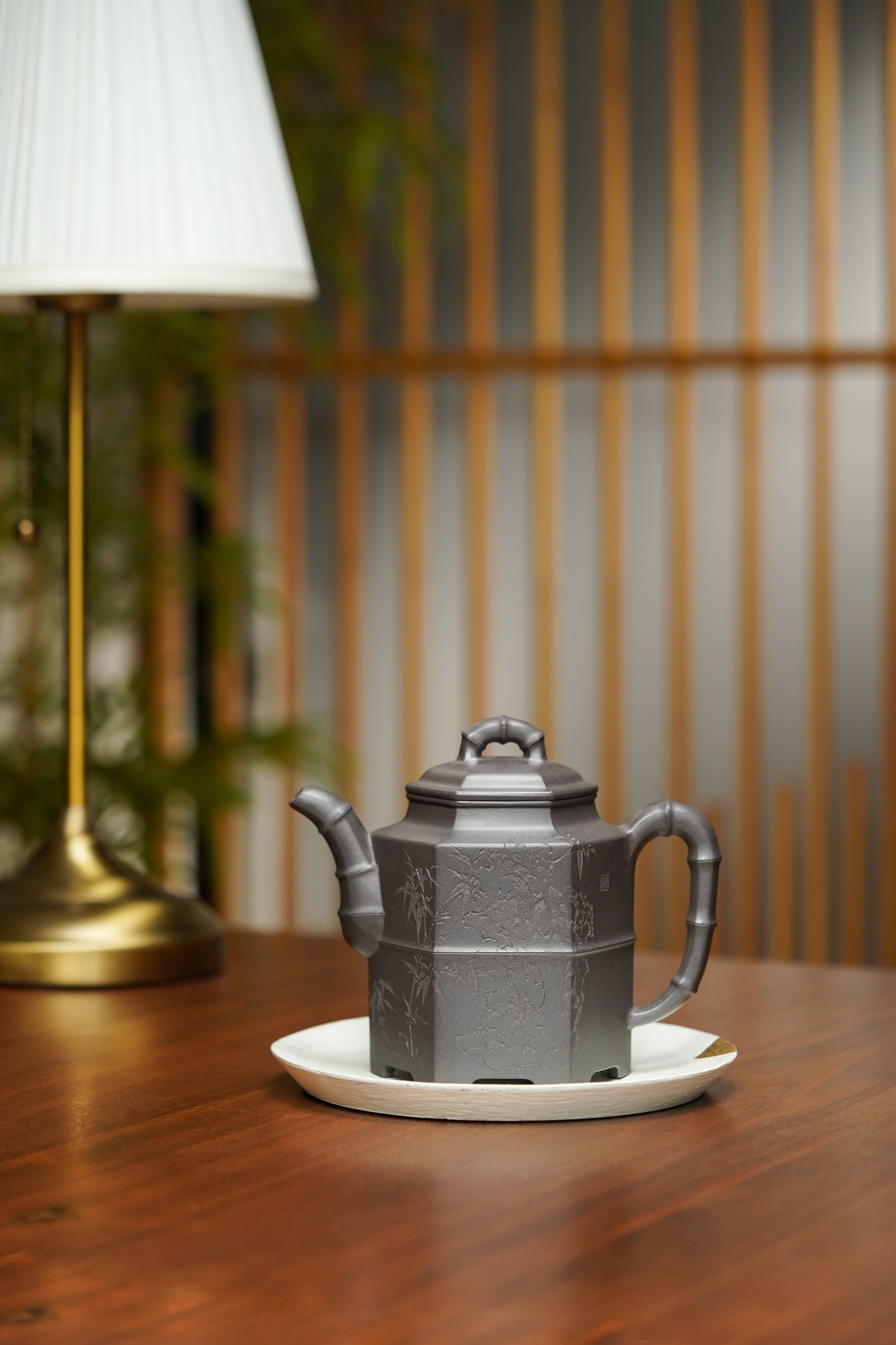 著名方器巨匠耿浩臻品《倚杖听江壶》藏值无量原矿极品天青泥·630cc
