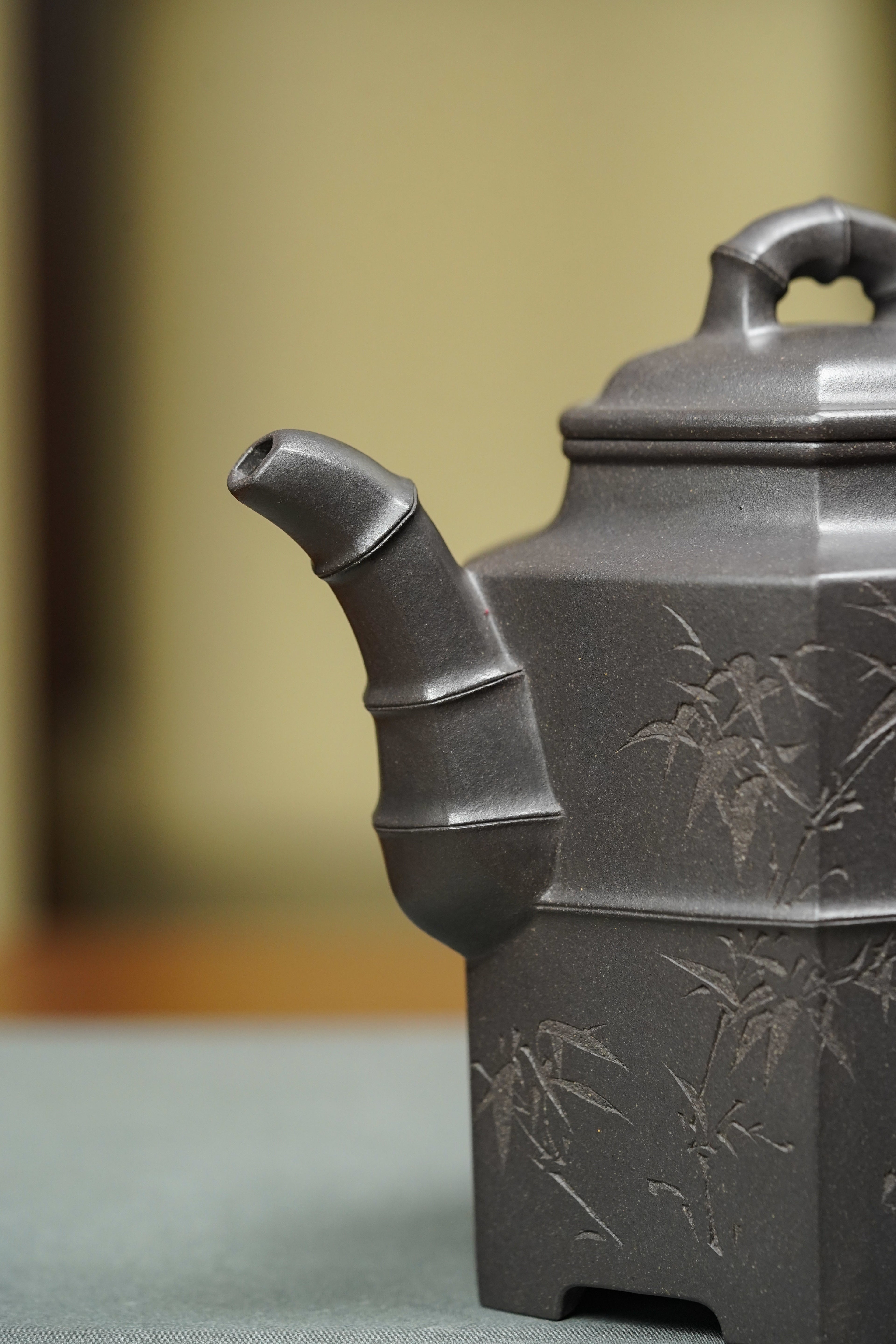 著名方器巨匠耿浩臻品《倚杖听江壶》藏值无量原矿极品天青泥·630cc