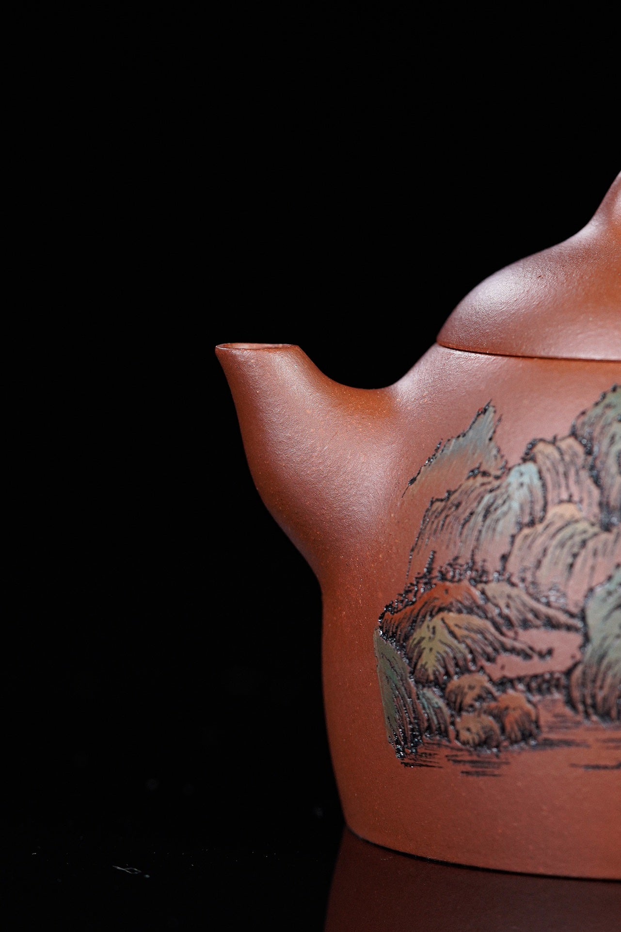 李峰大师 | 紫砂界特色彩刻开创艺术家精刻《秦权壶》原矿优质底槽清·230cc