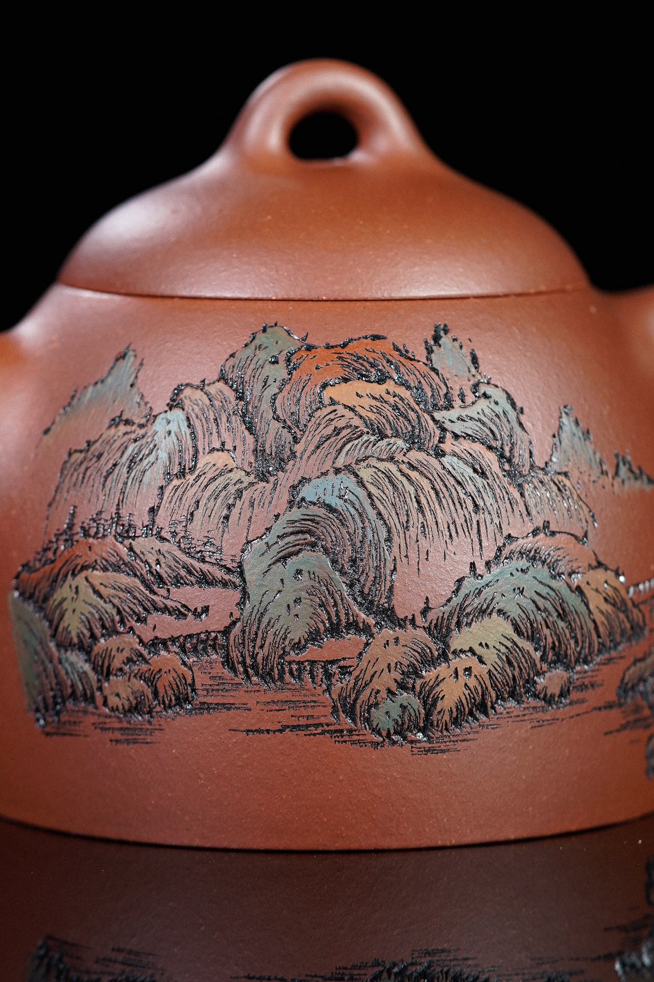 李峰大师 | 紫砂界特色彩刻开创艺术家精刻《秦权壶》原矿优质底槽清·230cc