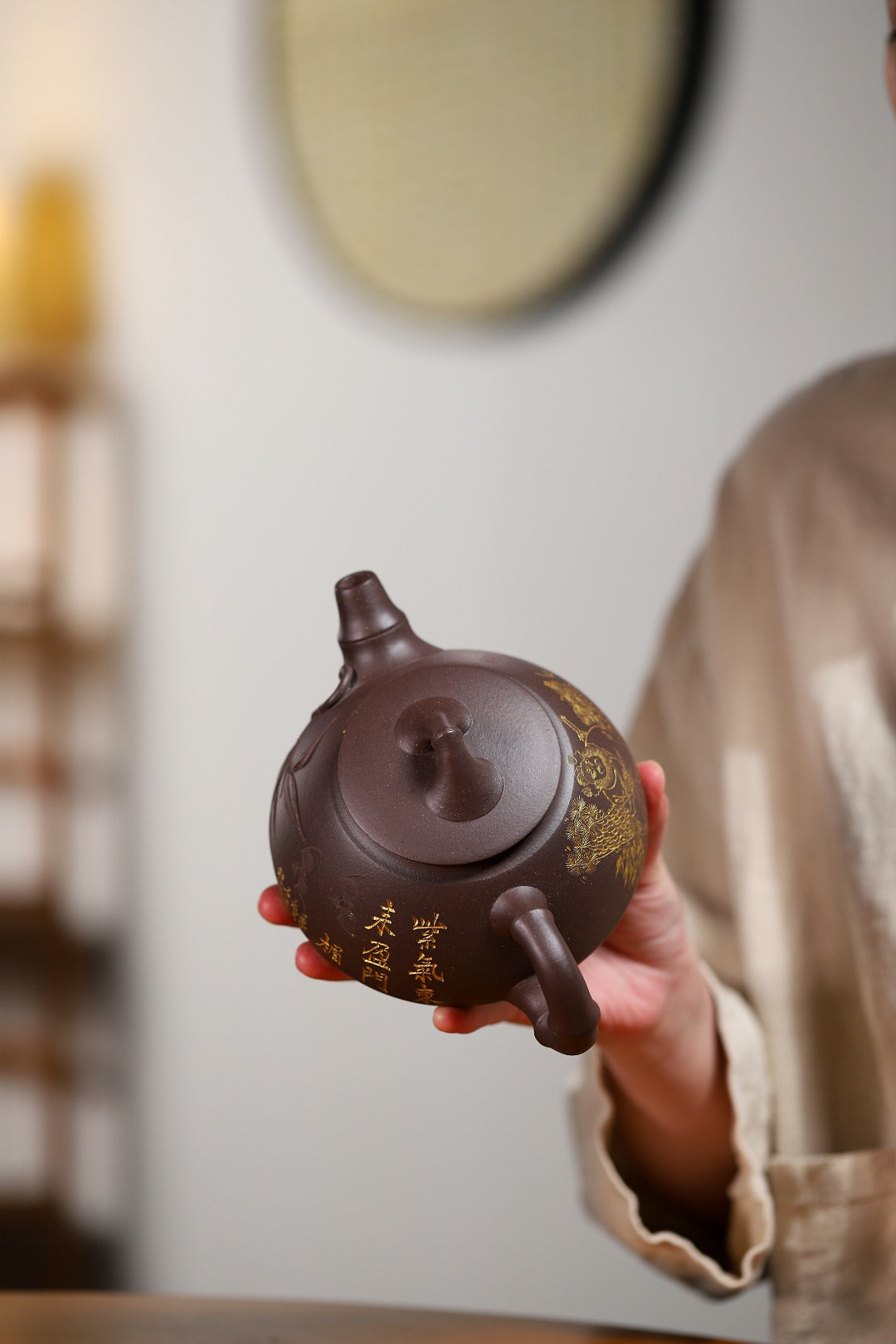 【福竹】证书持壶照配套齐全 吴菊凤（国家级高级工艺美术师）原矿天青泥 容量 540cc