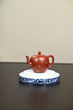 『美人肩』珐琅彩·皮球花 极品皱皮朱泥·容量230cc·9孔出水·内推·孙建芳（国家级工艺美术师）