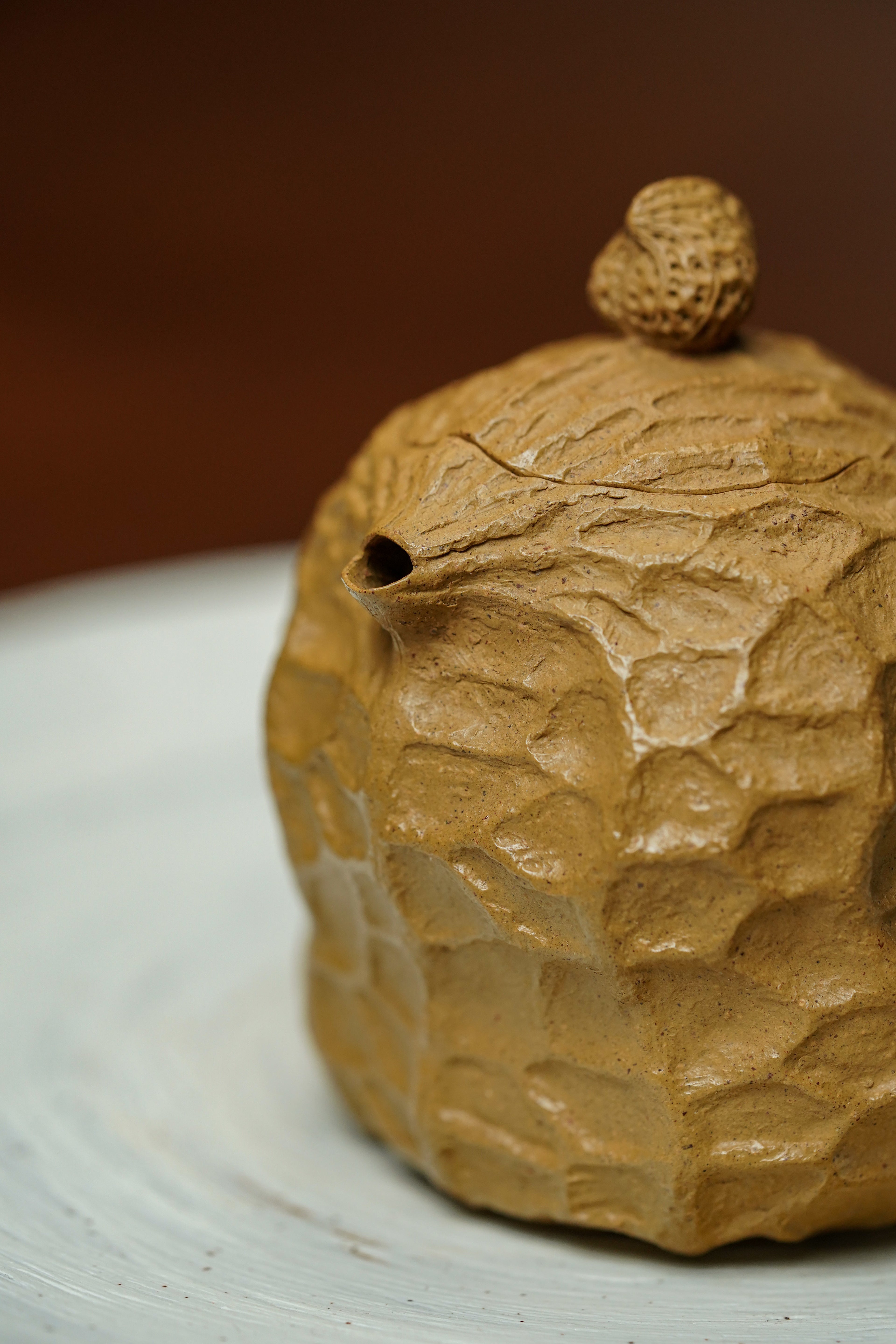 蒋艺华大师·重器传承·紫砂七老花器泰斗蒋蓉唯一传人佳作【一路生花壶】原矿极品黄金段 80cc 小品