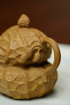 蒋艺华大师·重器传承·紫砂七老花器泰斗蒋蓉唯一传人佳作【一路生花壶】原矿极品黄金段 80cc 小品