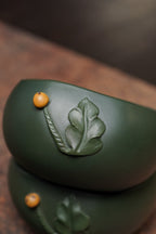 蒋艺华大师·重器传承·紫砂七老花器泰斗蒋蓉唯一传人【枇杷套组壶】原矿极品段泥 绿泥·350cc