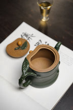 蒋艺华大师·重器传承·紫砂七老花器泰斗蒋蓉唯一传人【枇杷套组壶】原矿极品段泥 绿泥·350cc