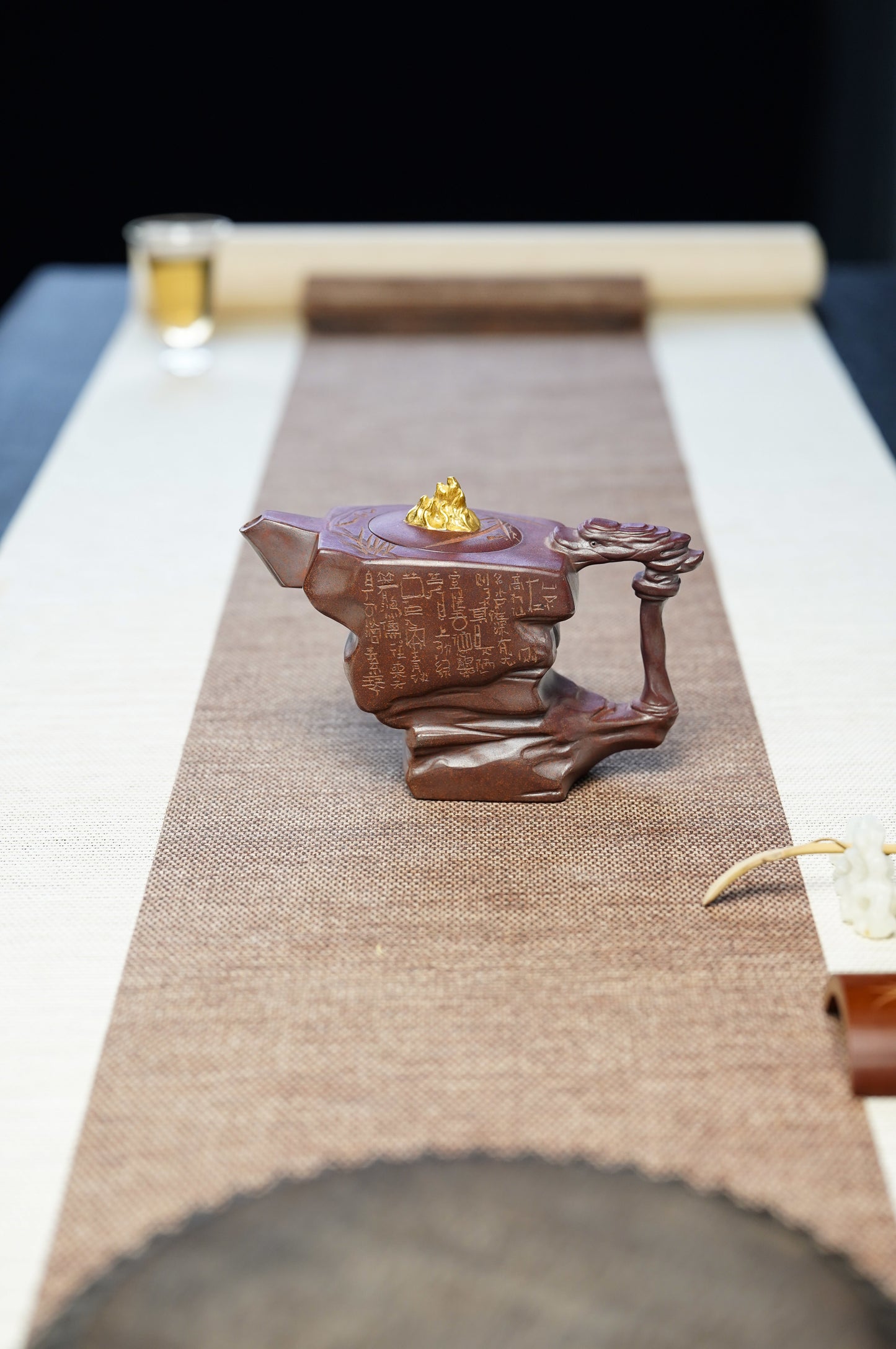 蒋艺华大师· 24k真金装饰·日照金山限定款【步步高升】原矿极品底槽清柴烧·220cc