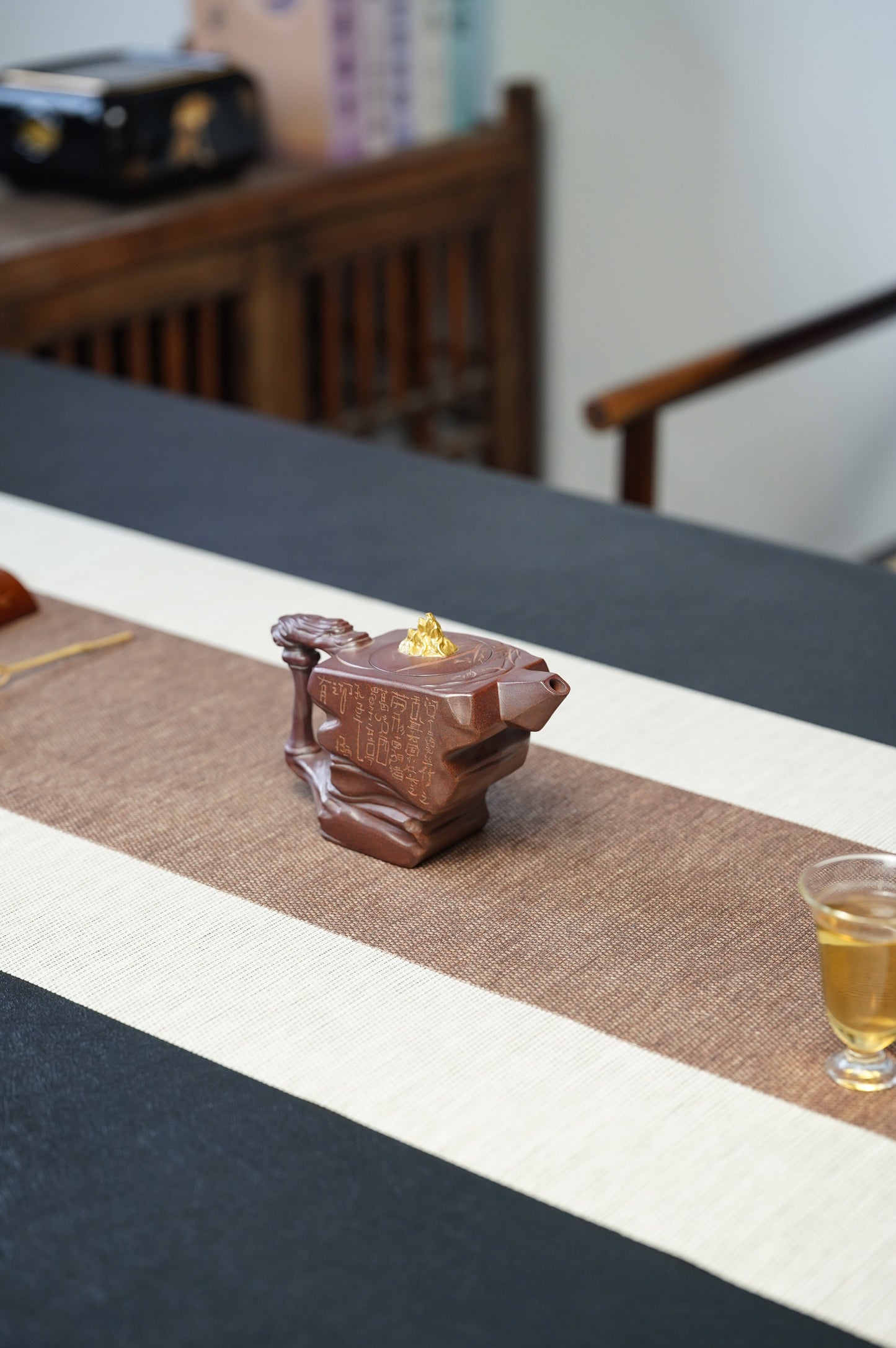 蒋艺华大师· 24k真金装饰·日照金山限定款【步步高升】原矿极品底槽清柴烧·220cc