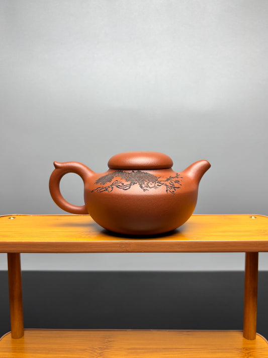 蒋琰滨大师·紫砂重器臻品【一团和气壶】刀笔双绝 原矿极品清水泥·300cc &nbsp;(卡真金丝孤品)