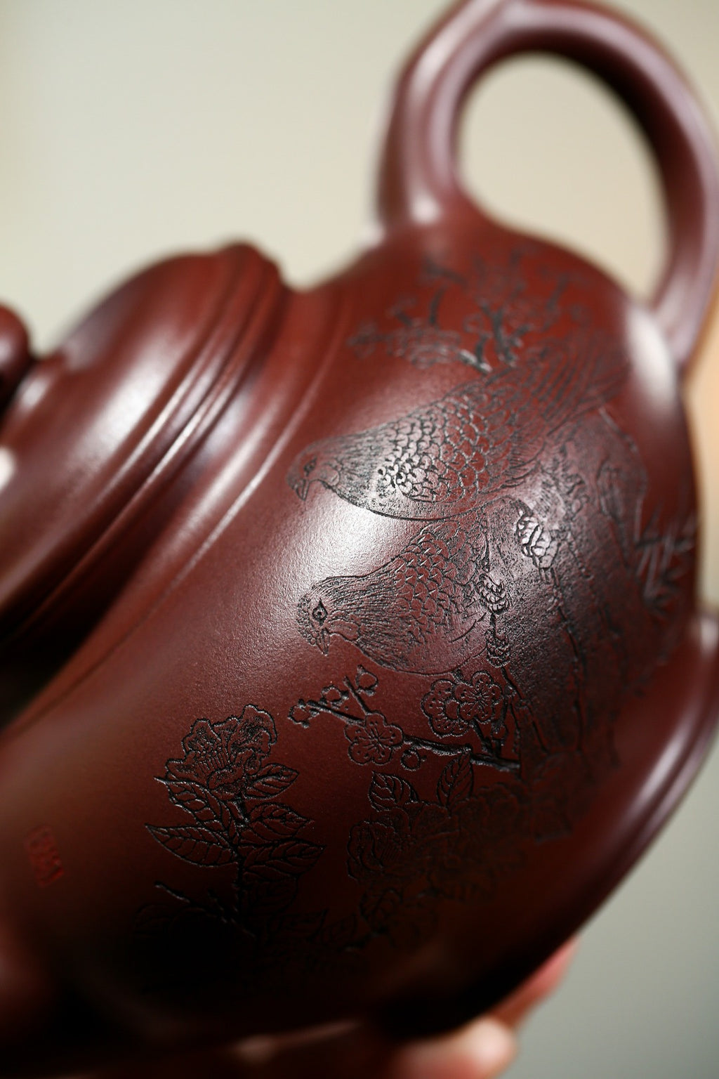 珍藏送礼级紫砂重器｜高级工艺美术师·许时娟 亲制【笑樱壶】原矿老紫泥·350cc