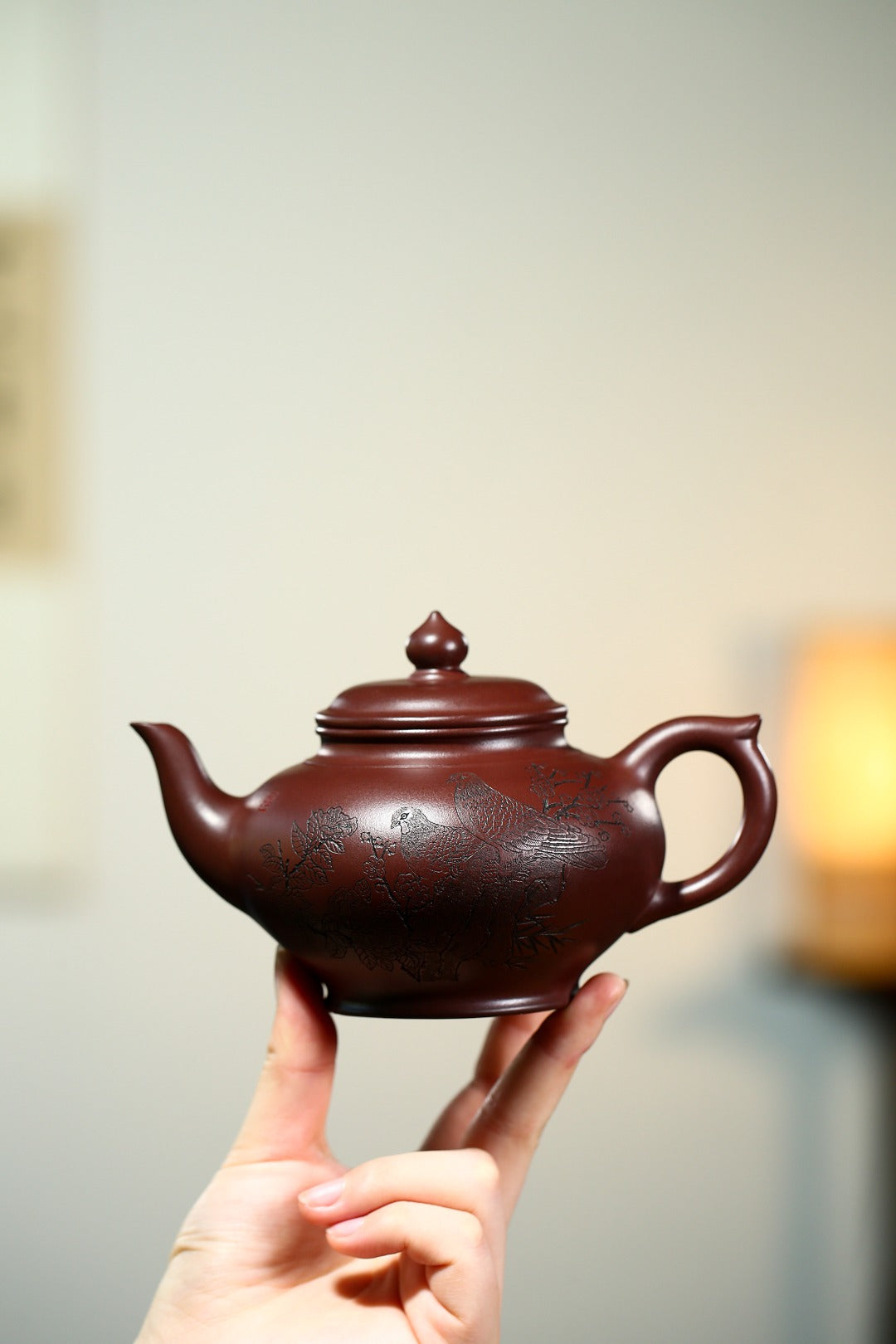 珍藏送礼级紫砂重器｜高级工艺美术师·许时娟 亲制【笑樱壶】原矿老紫泥·350cc