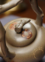 范泽锋高徒·省大师邱爽紫砂潜力重器· 特色绞泥藏品【东坡提梁壶】原矿极品蟹壳青段泥·250cc