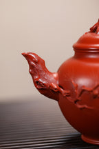蒋艺华大师·重器传承·紫砂七老花器泰斗蒋蓉唯一传人【松报春壶】原矿极品朱泥大红袍 400cc