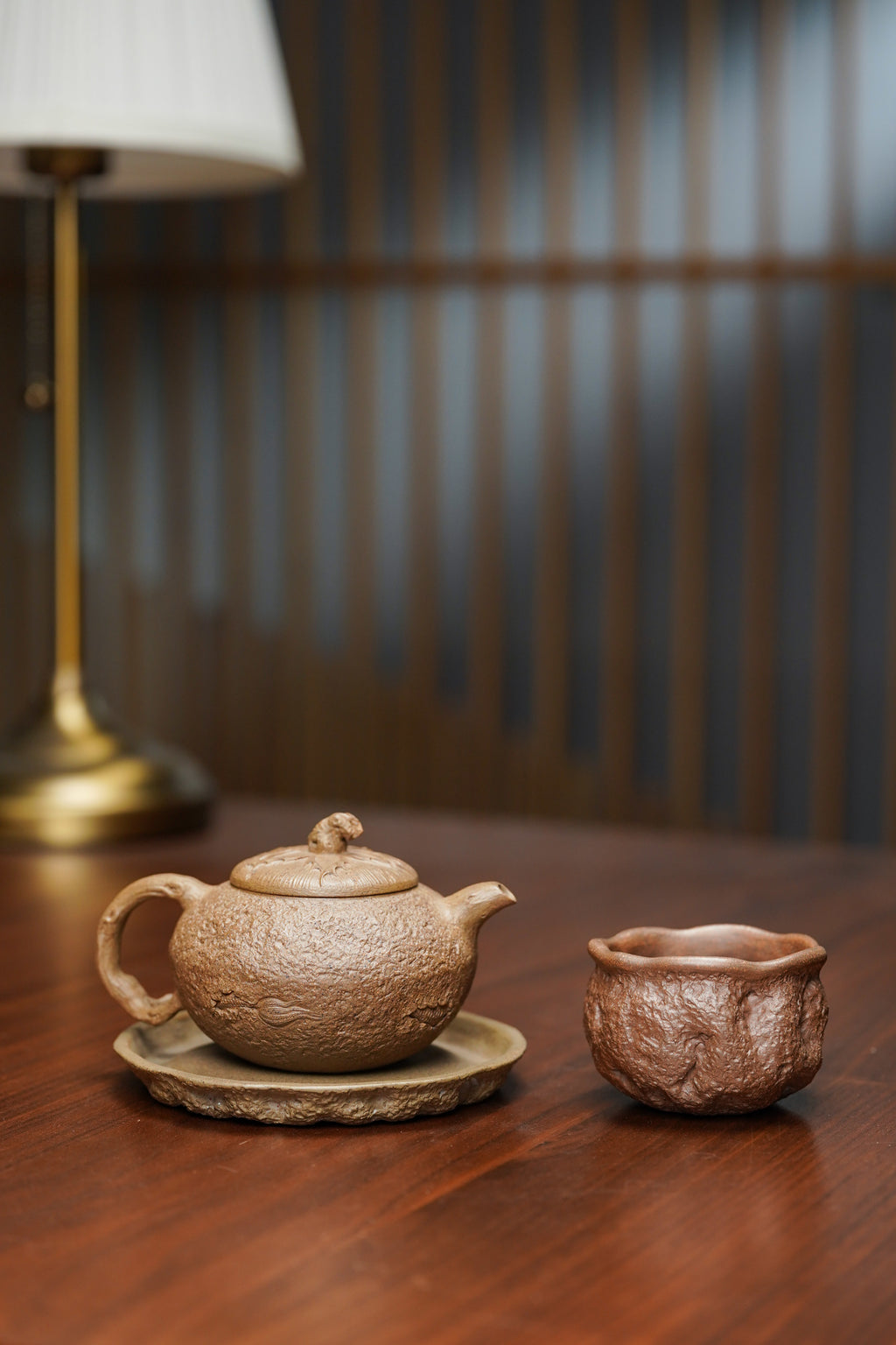 紫砂七老花器泰斗蒋蓉唯一传人佳作【龙吟供春套组壶】原矿极品黄金段柴烧·220cc