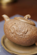 紫砂七老花器泰斗蒋蓉唯一传人佳作【龙吟供春套组壶】原矿极品黄金段柴烧·220cc