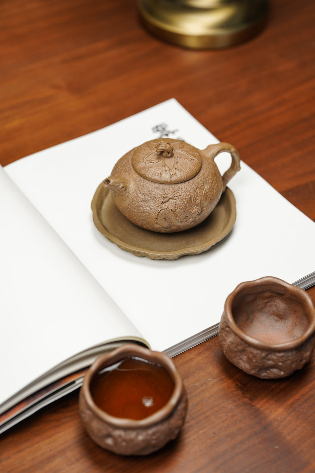 紫砂七老花器泰斗蒋蓉唯一传人佳作【龙吟供春套组壶】原矿极品黄金段柴烧·220cc